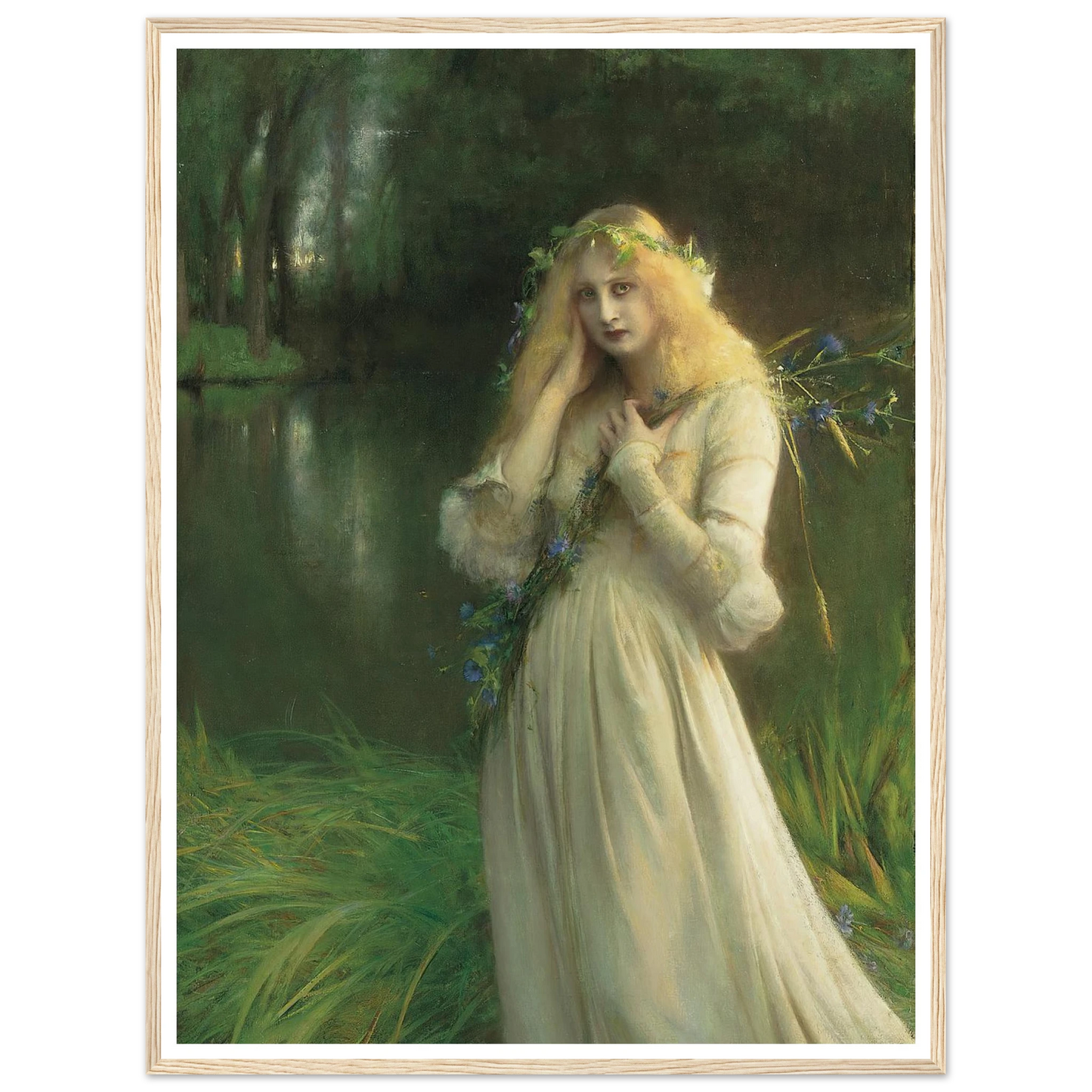 Ophelia (1900) Art Print | Pascal Adolphe Jean Dagnan Bouveret - Framed Poster - 30x40 cm / 12x16″ - Black frame