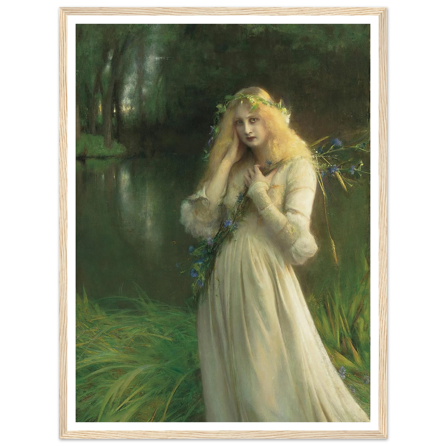 Ophelia (1900) Art Print | Pascal Adolphe Jean Dagnan Bouveret - Framed Poster - 30x40 cm / 12x16″ - Black frame