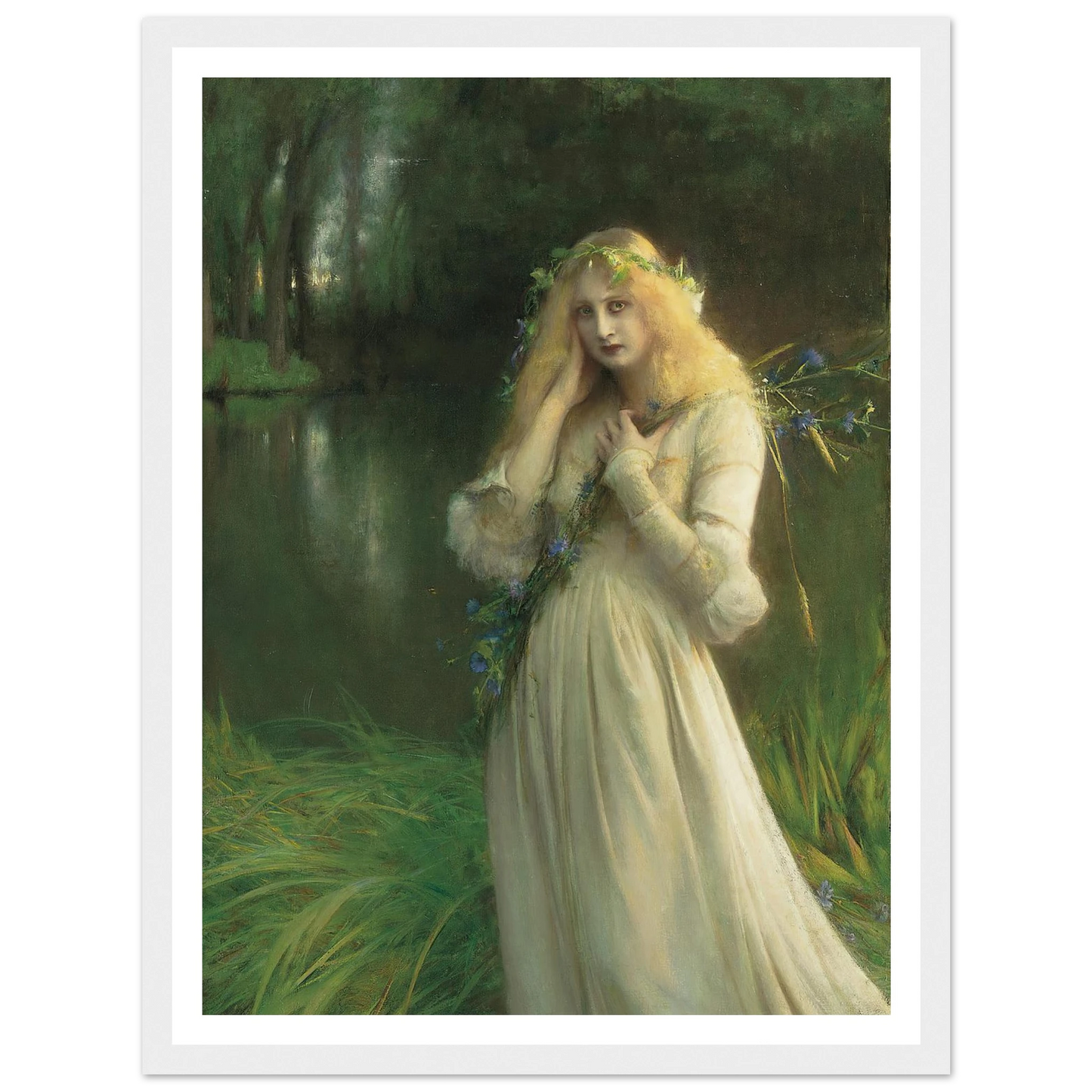 Ophelia (1900) Art Print | Pascal Adolphe Jean Dagnan Bouveret - Framed Poster - 30x40 cm / 12x16″ - Black frame