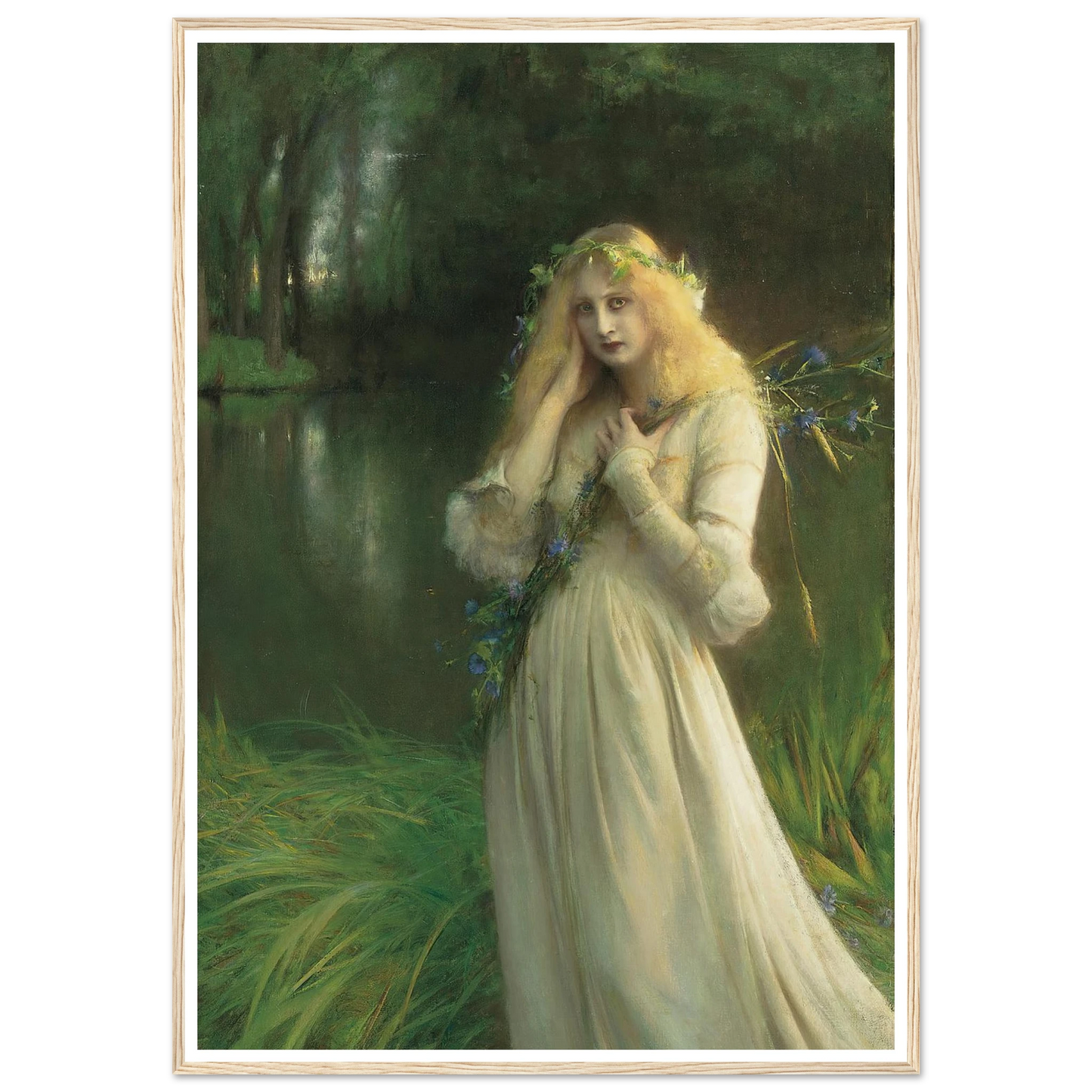 Ophelia (1900) Art Print | Pascal Adolphe Jean Dagnan Bouveret - Framed Poster - 30x40 cm / 12x16″ - Black frame