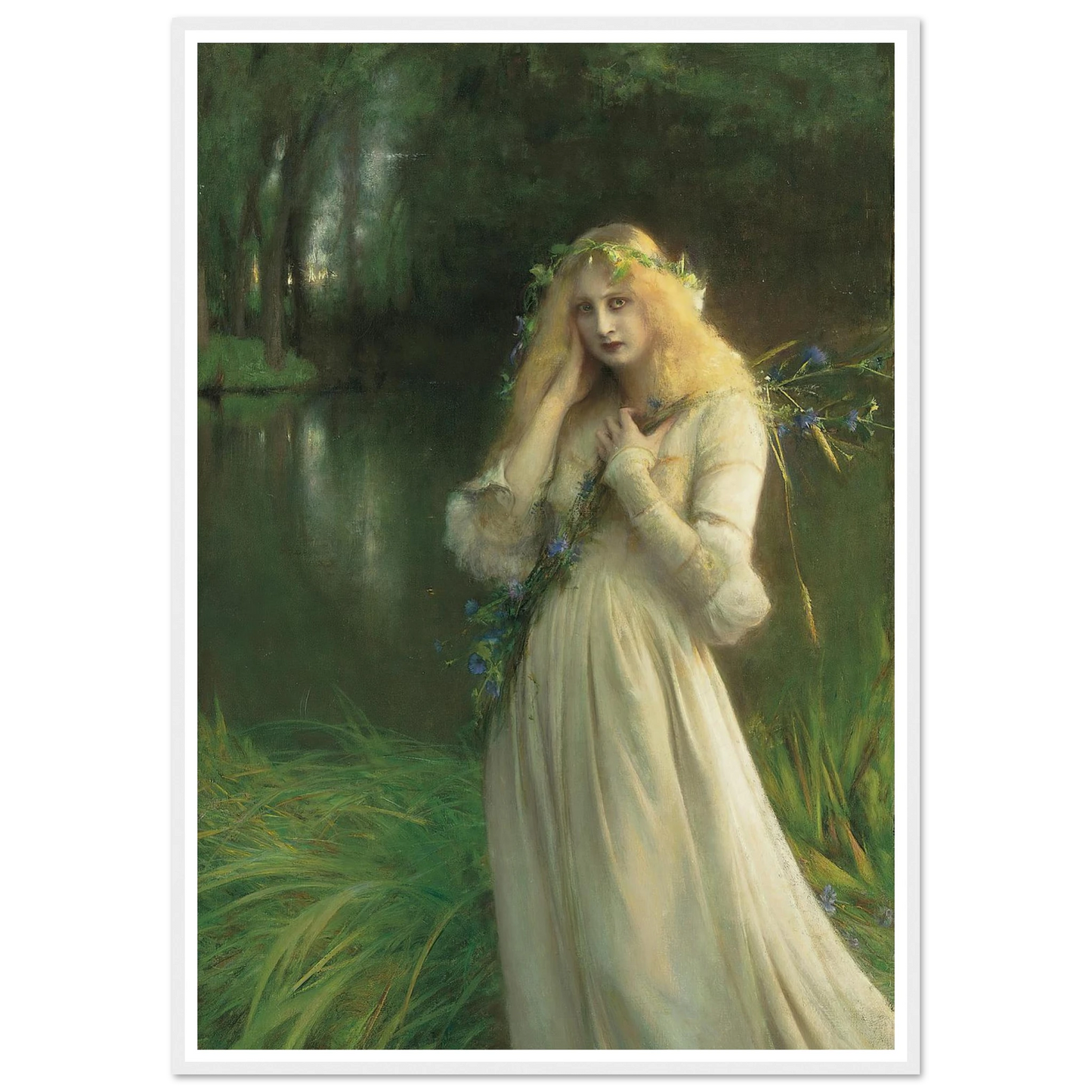 Ophelia (1900) Art Print | Pascal Adolphe Jean Dagnan Bouveret - Framed Poster - 30x40 cm / 12x16″ - Black frame