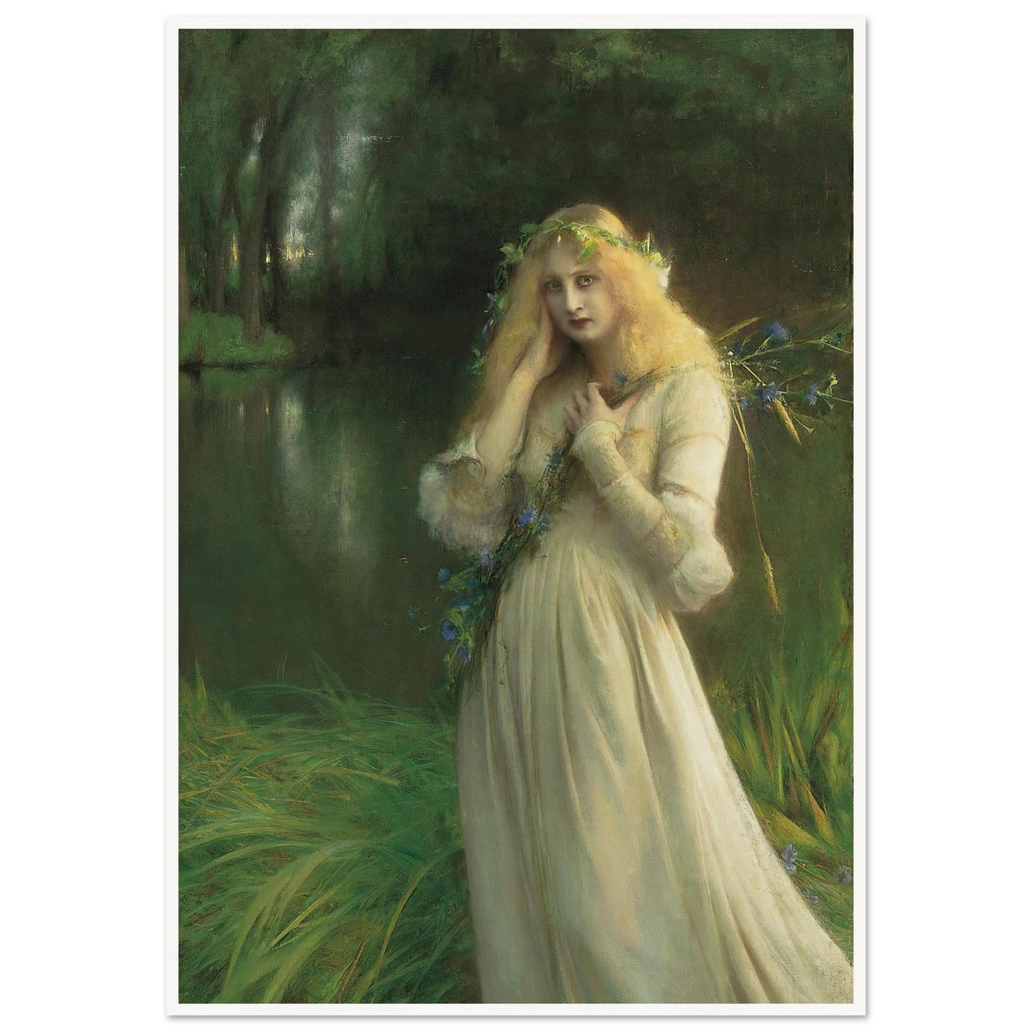 Ophelia (1900) Art Print | Pascal Adolphe Jean Dagnan Bouveret - Framed Poster - 30x40 cm / 12x16″ - Black frame