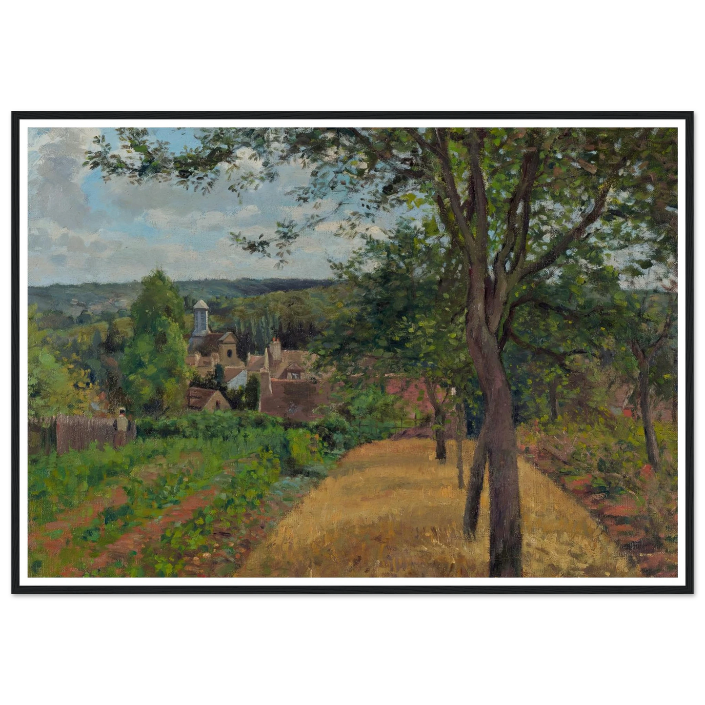 Orchards at Louveciennes (1872) Art Print | Camille Pissarro - Framed Poster - 30x40 cm / 12x16″ - Black frame