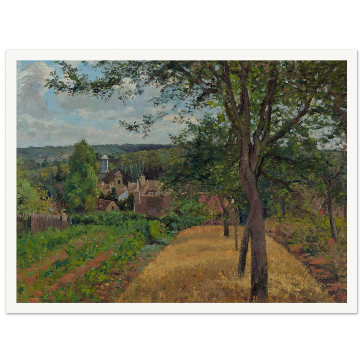 Orchards at Louveciennes (1872) Art Print | Camille Pissarro - Framed Poster - 30x40 cm / 12x16″ - Black frame