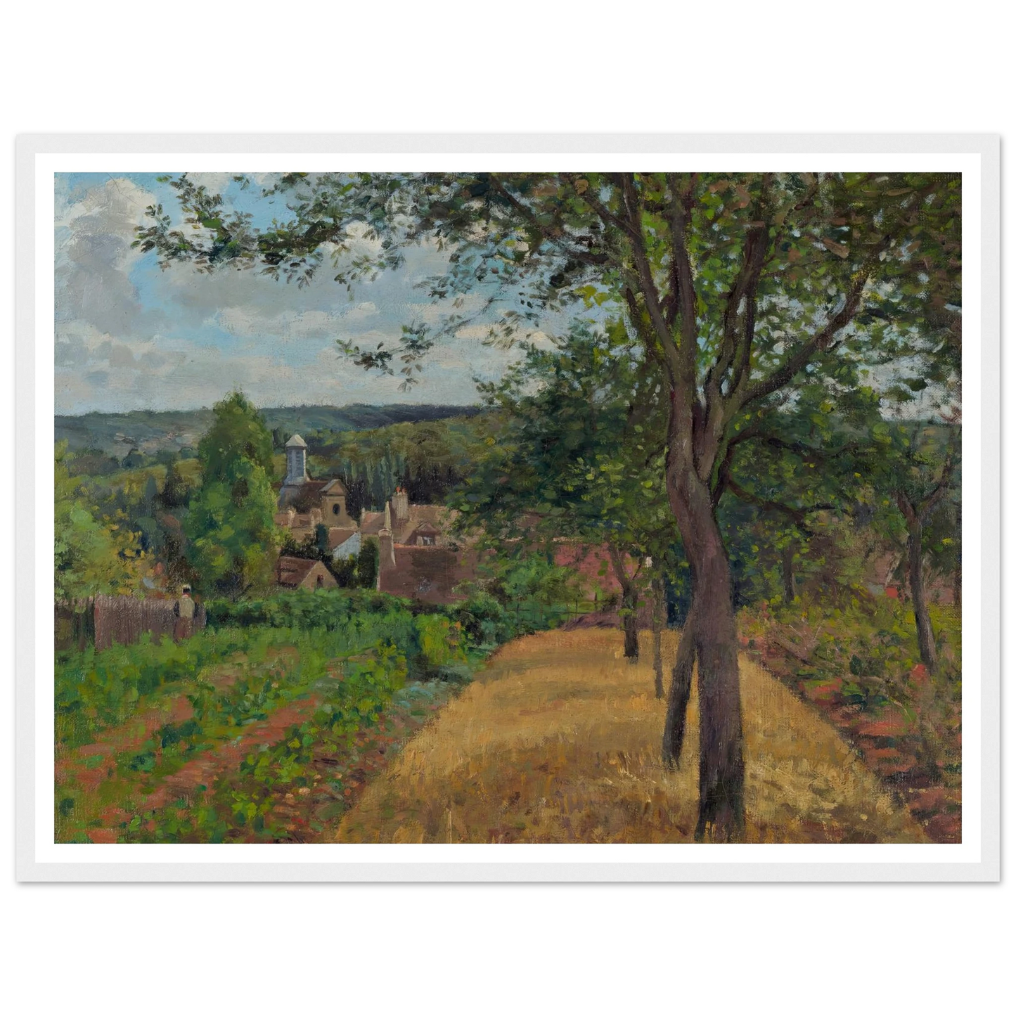 Orchards at Louveciennes (1872) Art Print | Camille Pissarro - Framed Poster - 30x40 cm / 12x16″ - Black frame