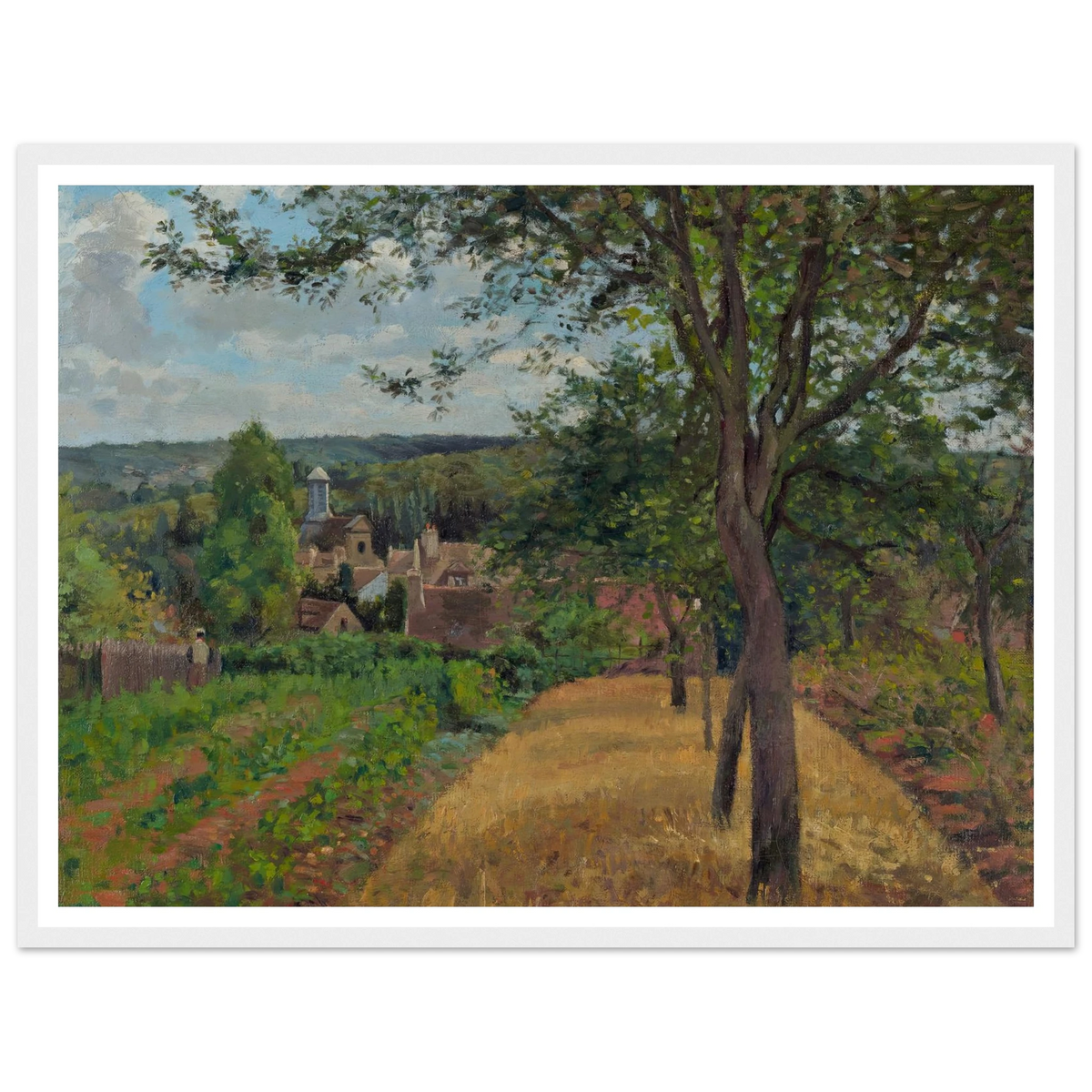 Orchards at Louveciennes (1872) Art Print | Camille Pissarro - Framed Poster - 30x40 cm / 12x16″ - Black frame