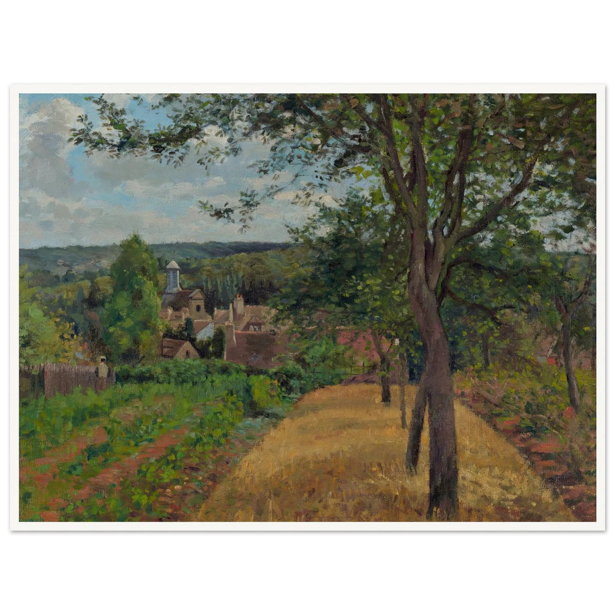 Orchards at Louveciennes (1872) Art Print | Camille Pissarro - Framed Poster - 30x40 cm / 12x16″ - Black frame