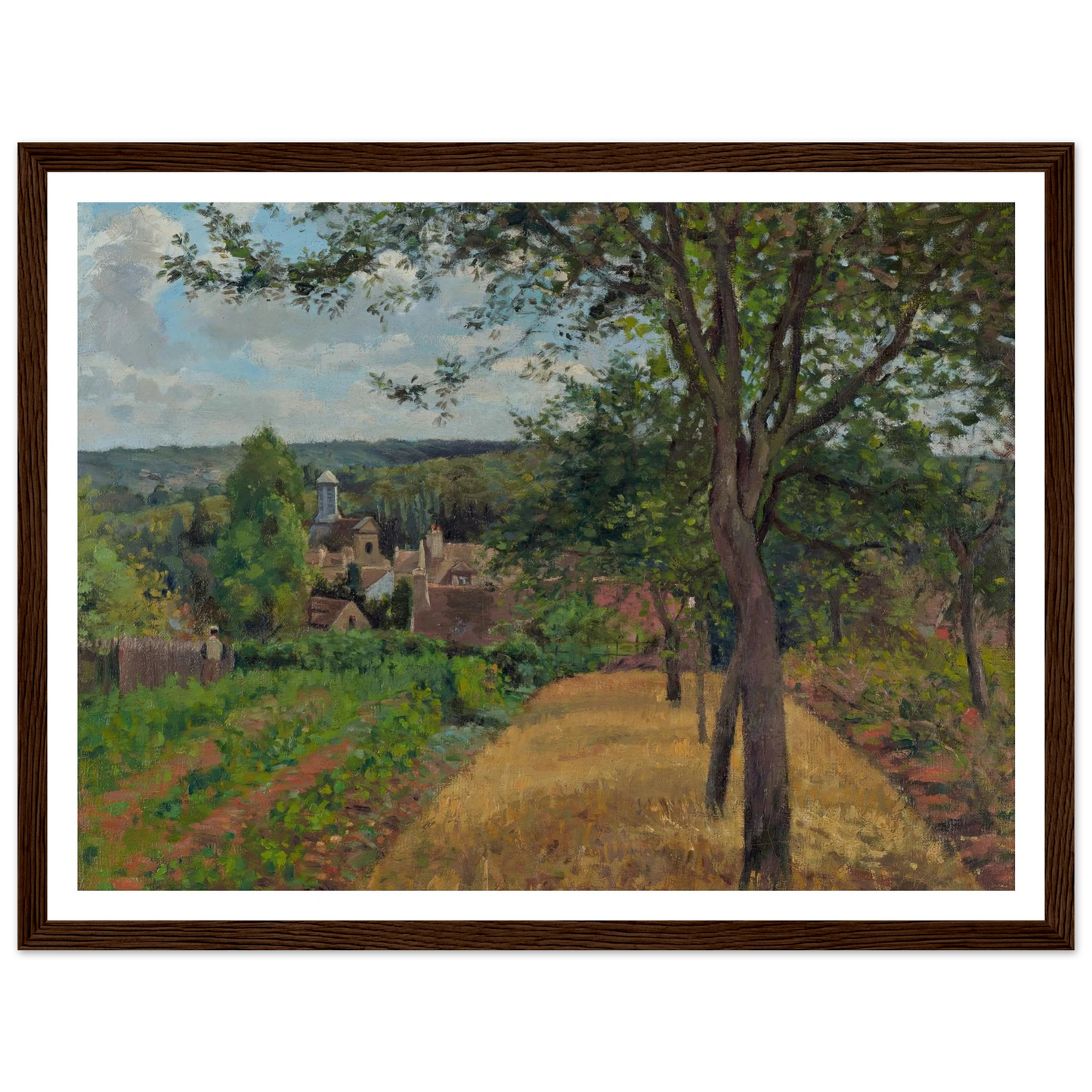 Orchards at Louveciennes (1872) Art Print | Camille Pissarro - Framed Poster - 30x40 cm / 12x16″ - Black frame