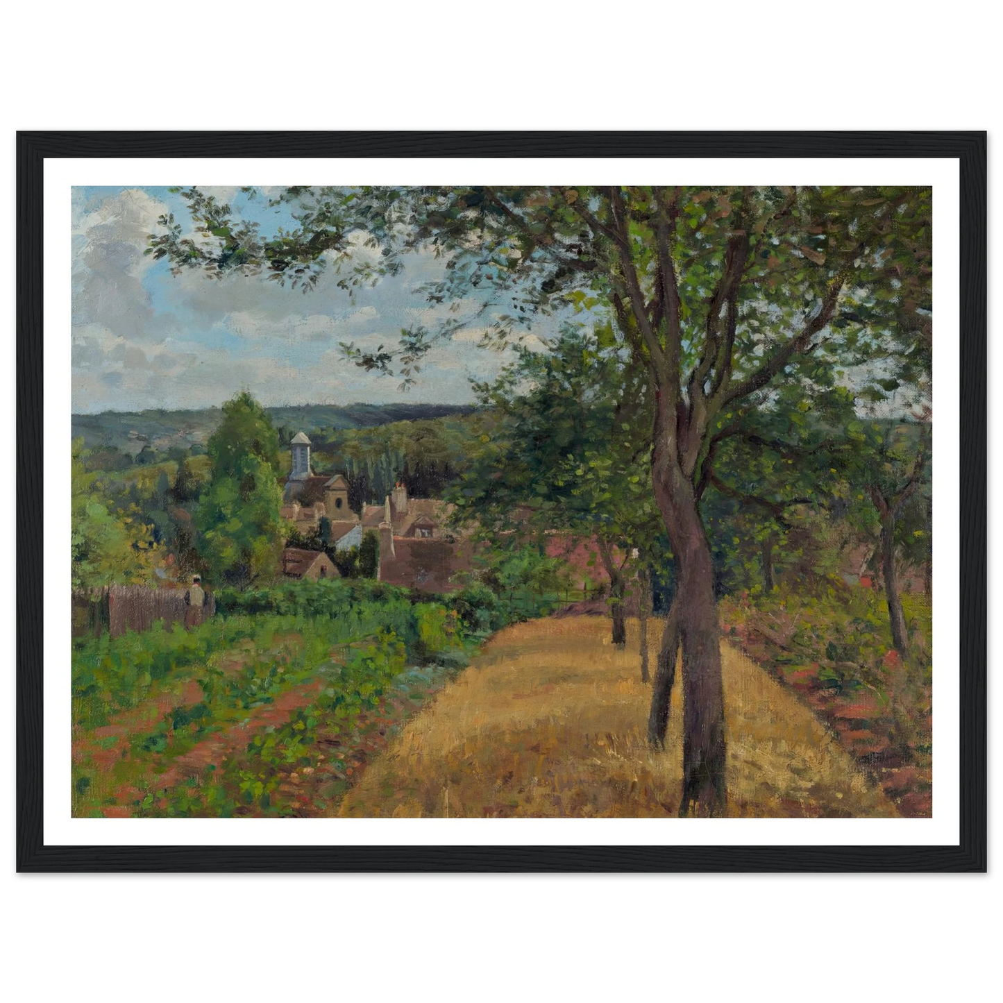 Orchards at Louveciennes (1872) Art Print | Camille Pissarro - Framed Poster - 30x40 cm / 12x16″ - Black frame