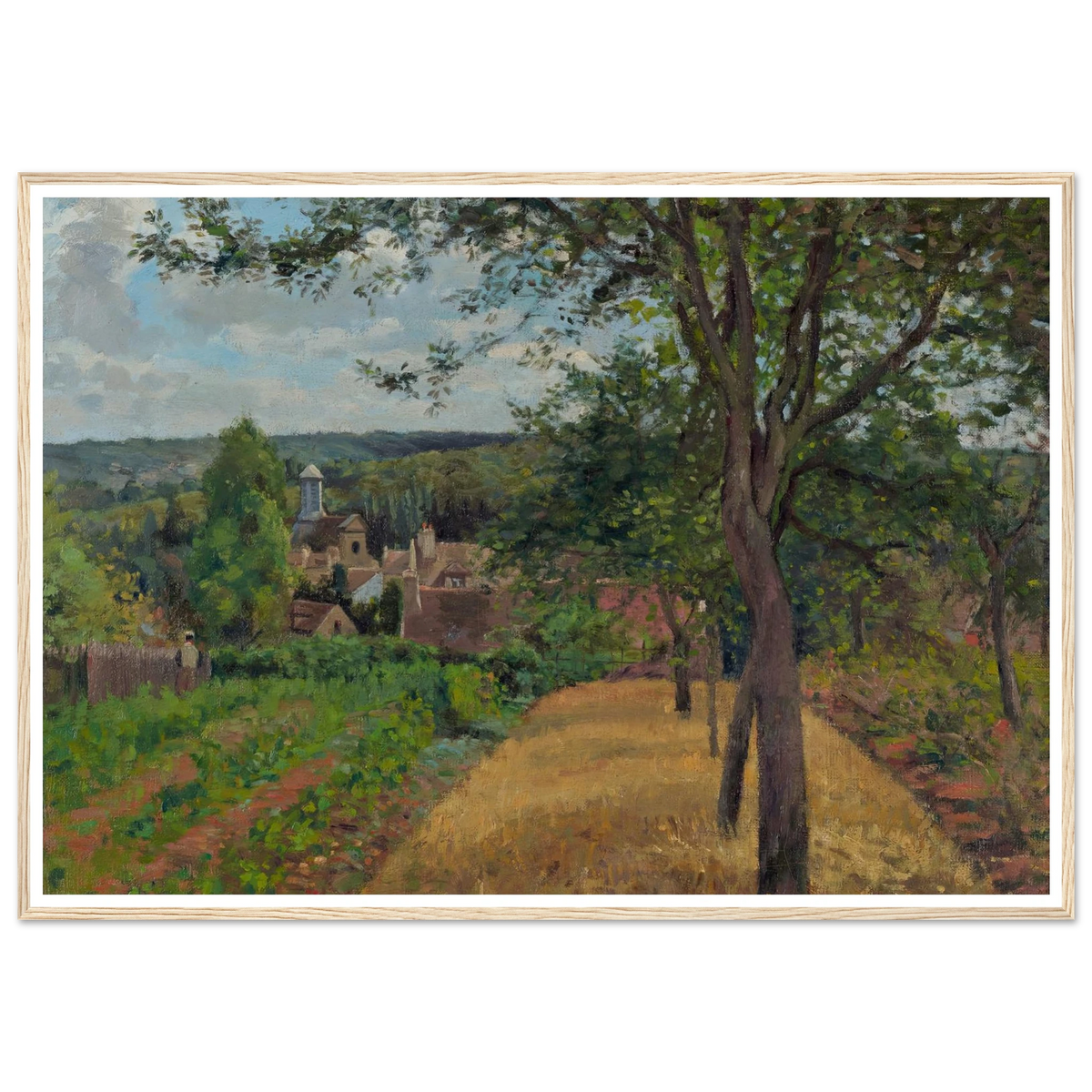Orchards at Louveciennes (1872) Art Print | Camille Pissarro - Framed Poster - 30x40 cm / 12x16″ - Black frame