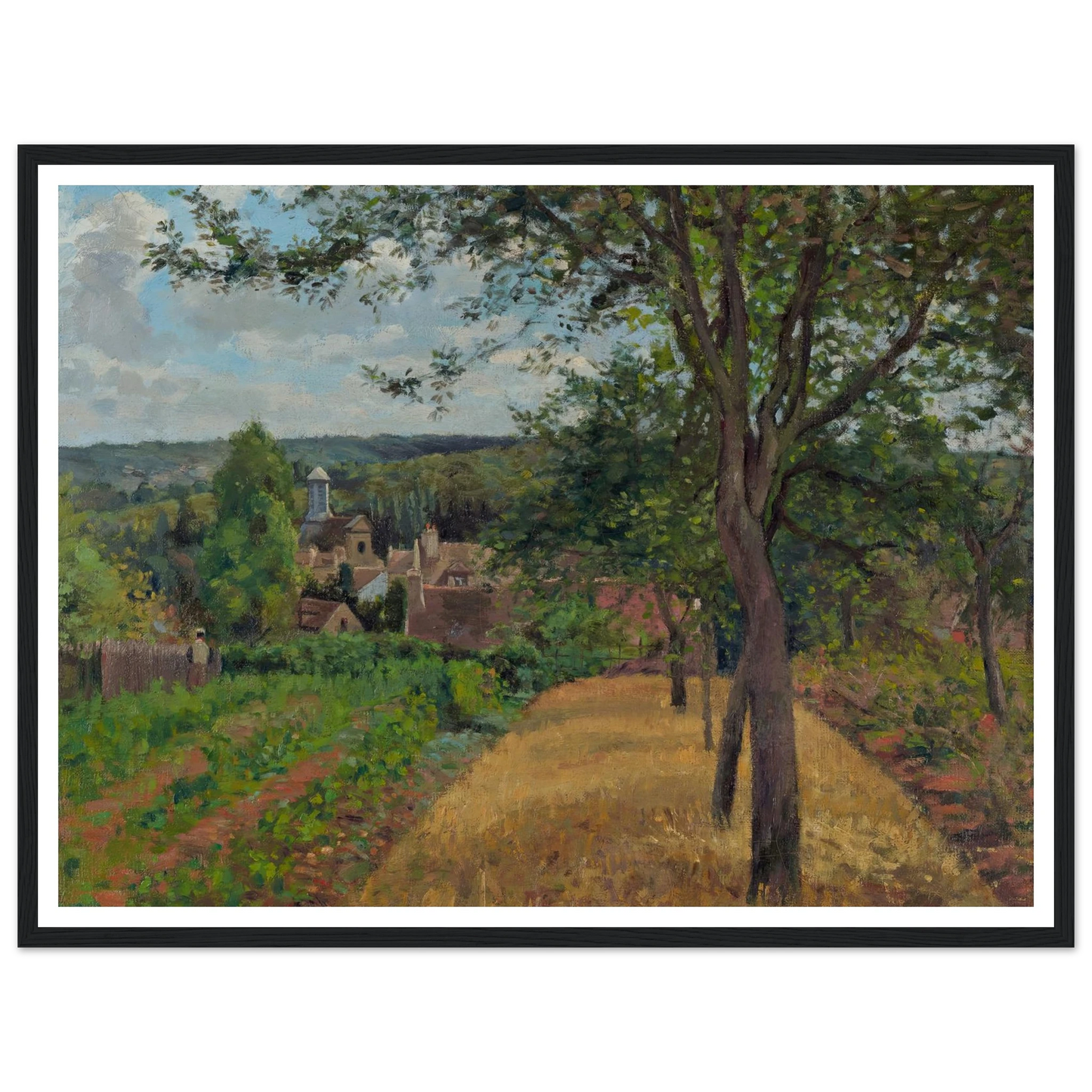 Orchards at Louveciennes (1872) Art Print | Camille Pissarro - Framed Poster - 30x40 cm / 12x16″ - Black frame