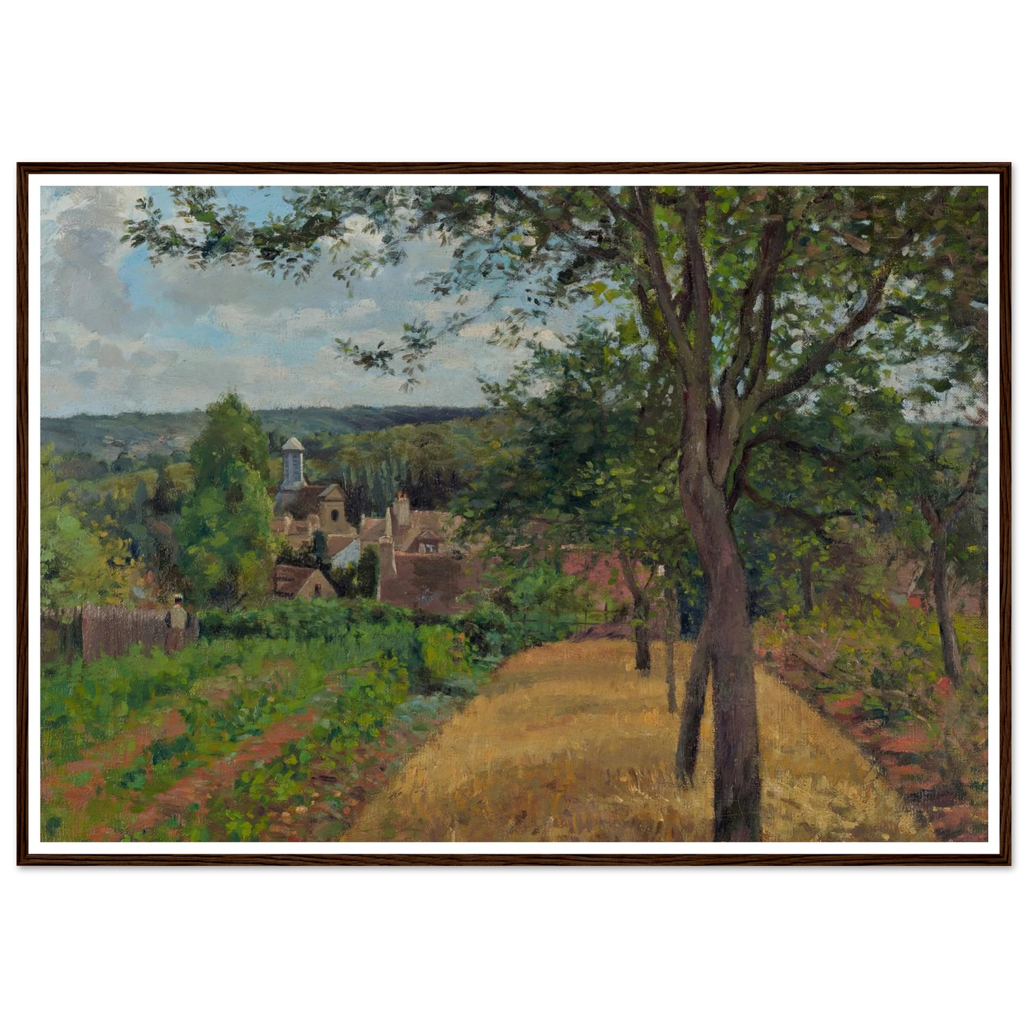 Orchards at Louveciennes (1872) Art Print | Camille Pissarro - Framed Poster - 30x40 cm / 12x16″ - Black frame