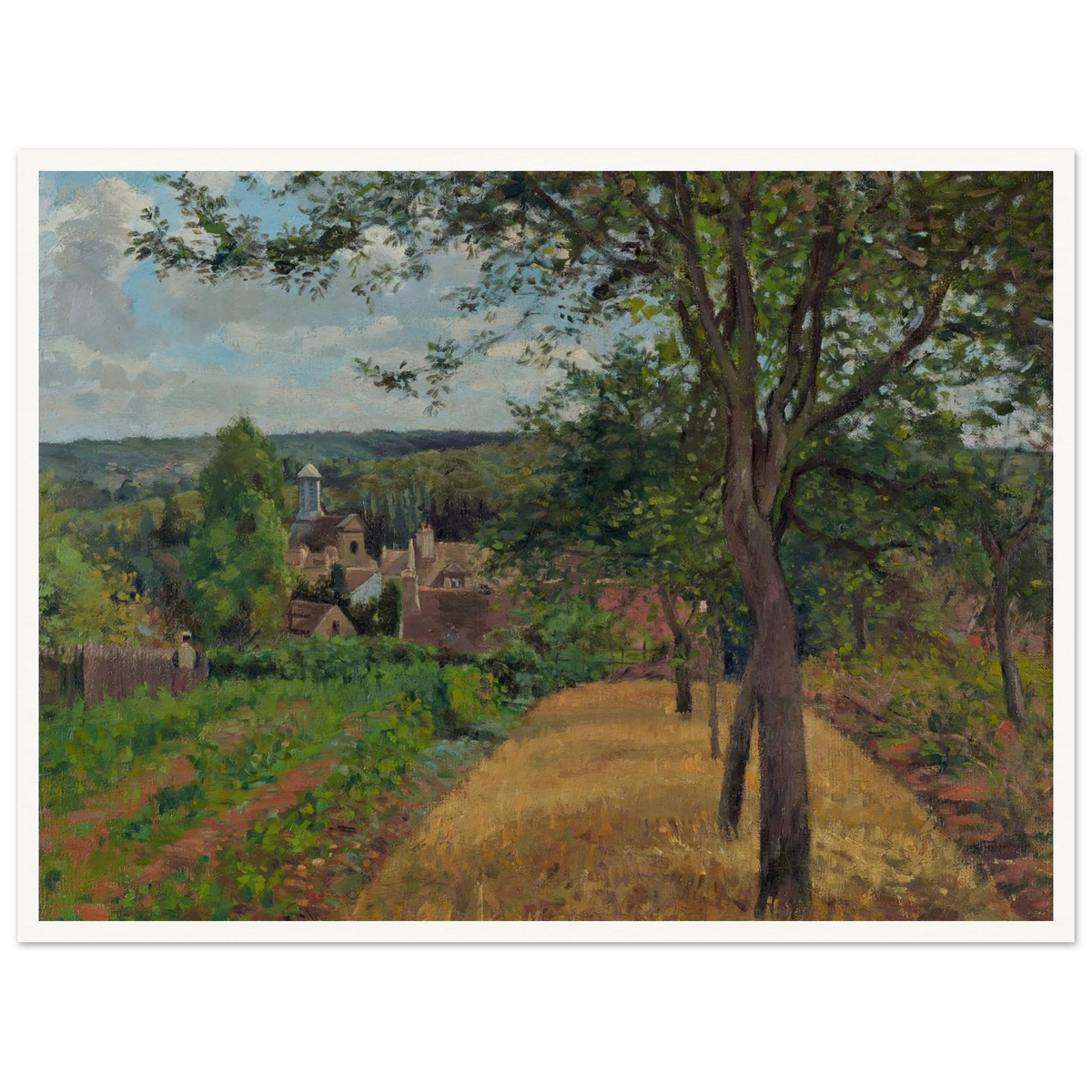 Orchards at Louveciennes (1872) Art Print | Camille Pissarro - Framed Poster - 30x40 cm / 12x16″ - Black frame