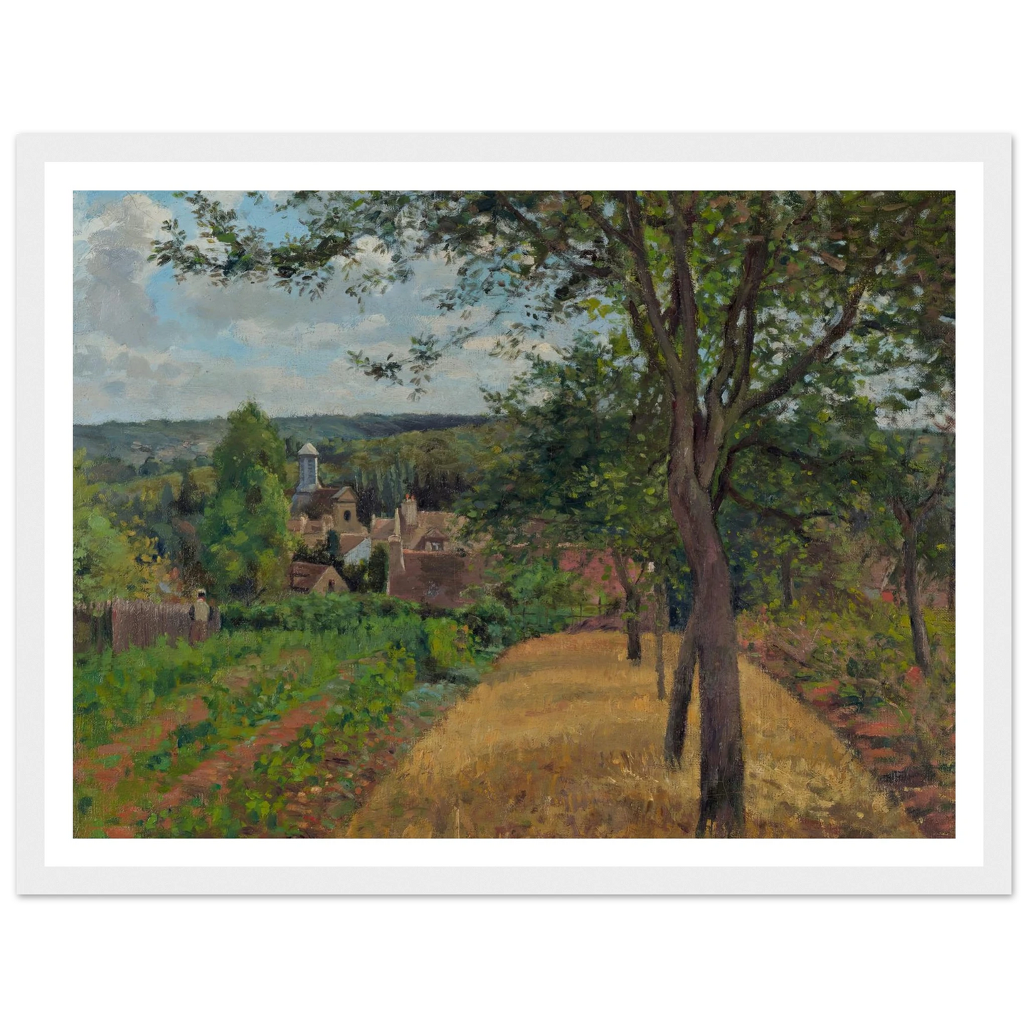 Orchards at Louveciennes (1872) Art Print | Camille Pissarro - Framed Poster - 30x40 cm / 12x16″ - Black frame
