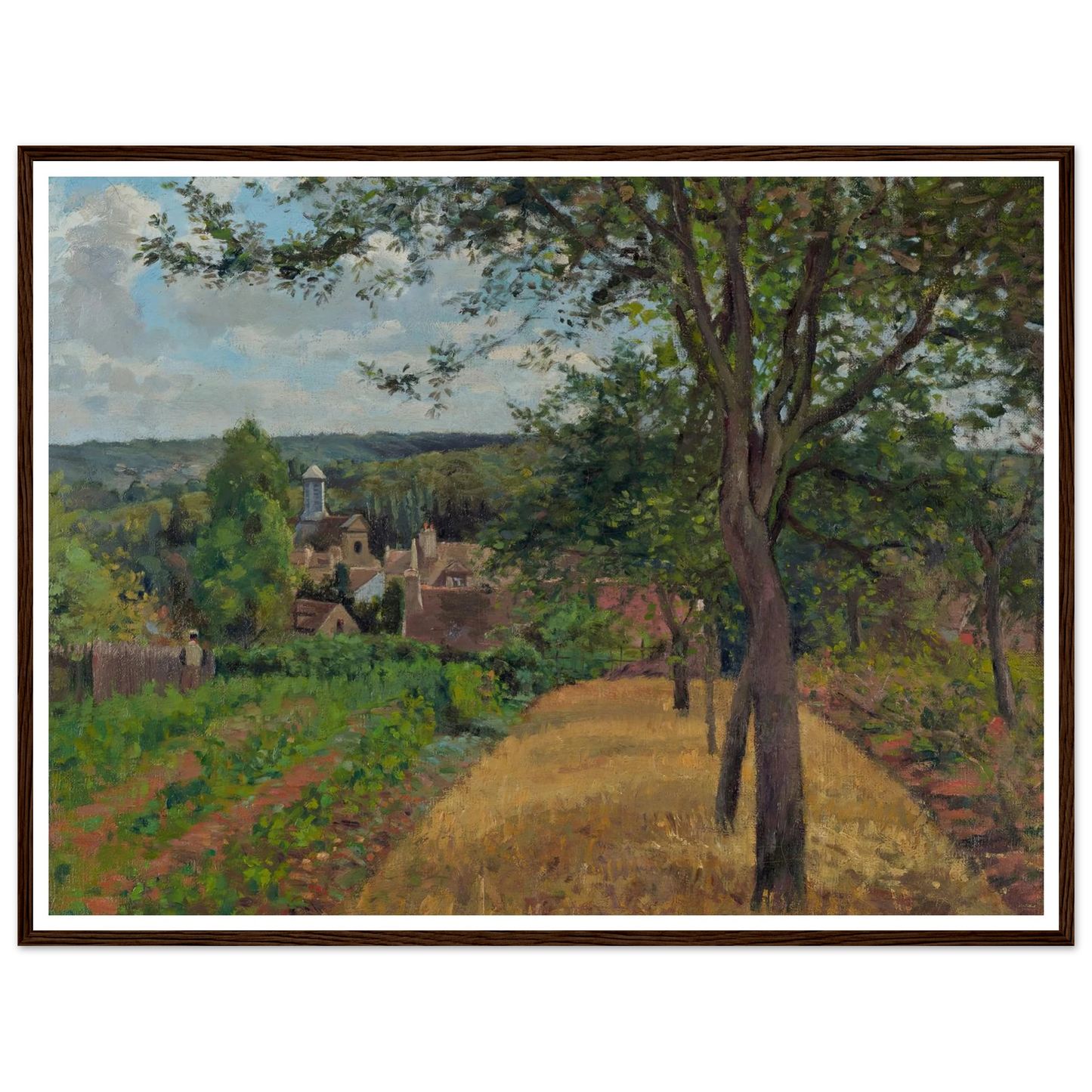 Orchards at Louveciennes (1872) Art Print | Camille Pissarro - Framed Poster - 30x40 cm / 12x16″ - Black frame