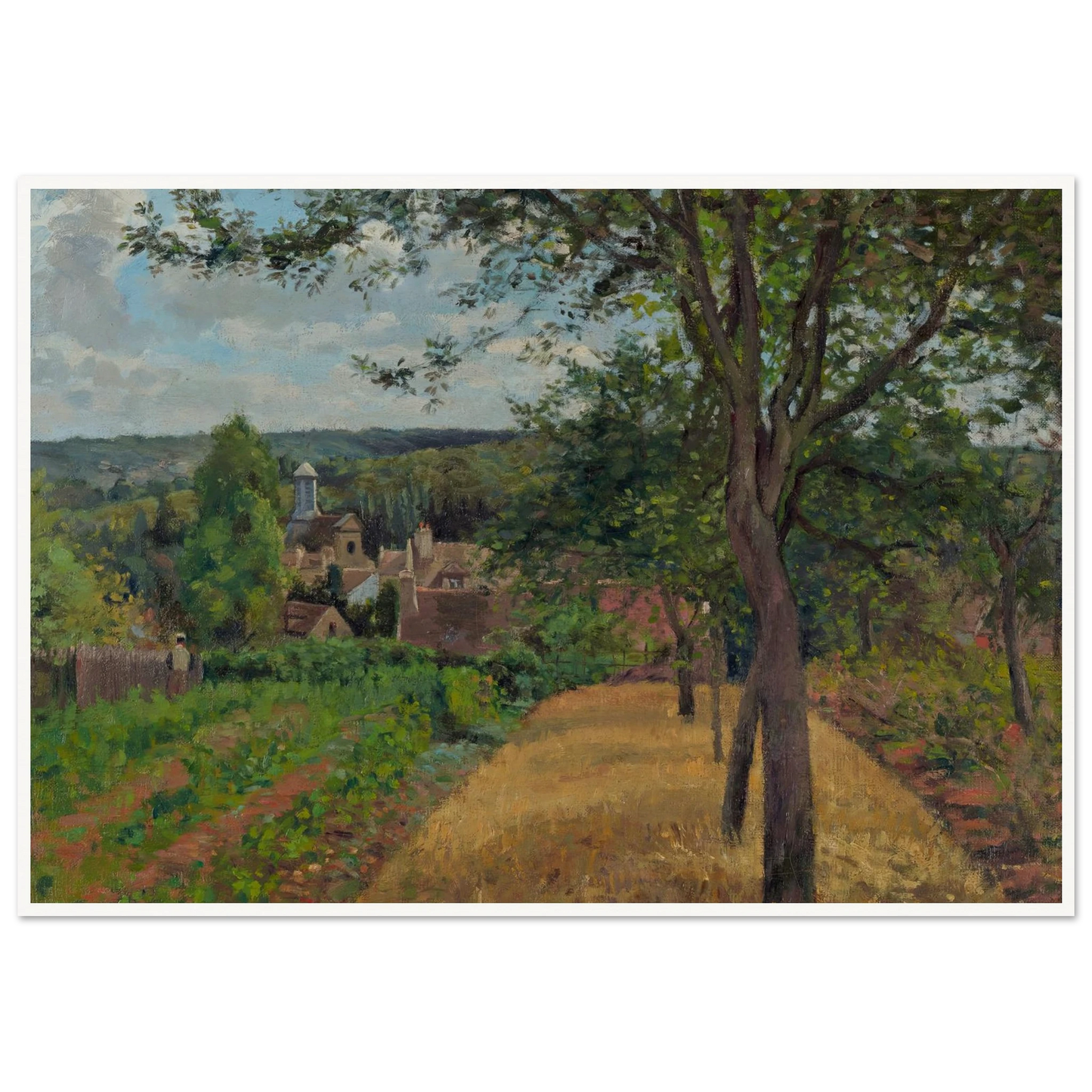 Orchards at Louveciennes (1872) Art Print | Camille Pissarro - Framed Poster - 30x40 cm / 12x16″ - Black frame