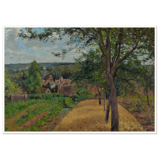 Orchards at Louveciennes (1872) Art Print | Camille Pissarro - Framed Poster - 30x40 cm / 12x16″ - Black frame