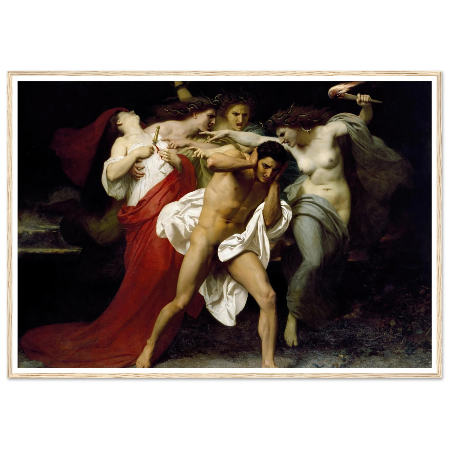 Orestes Pursued By The Furies (1862) Art Print | William Bouguereau - Framed Poster - 30x40 cm / 12x16″ - Black frame