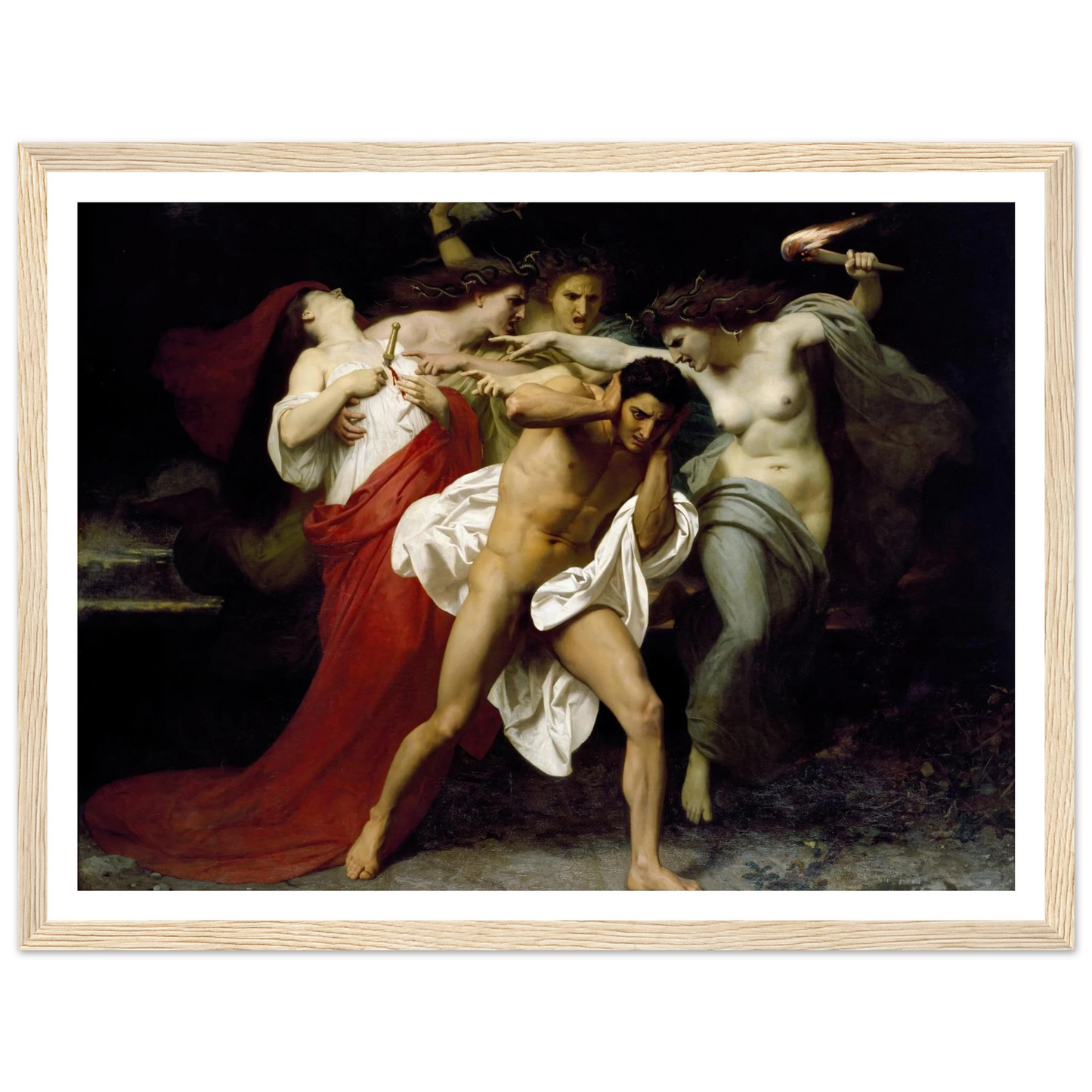 Orestes Pursued By The Furies (1862) Art Print | William Bouguereau - Framed Poster - 30x40 cm / 12x16″ - Black frame