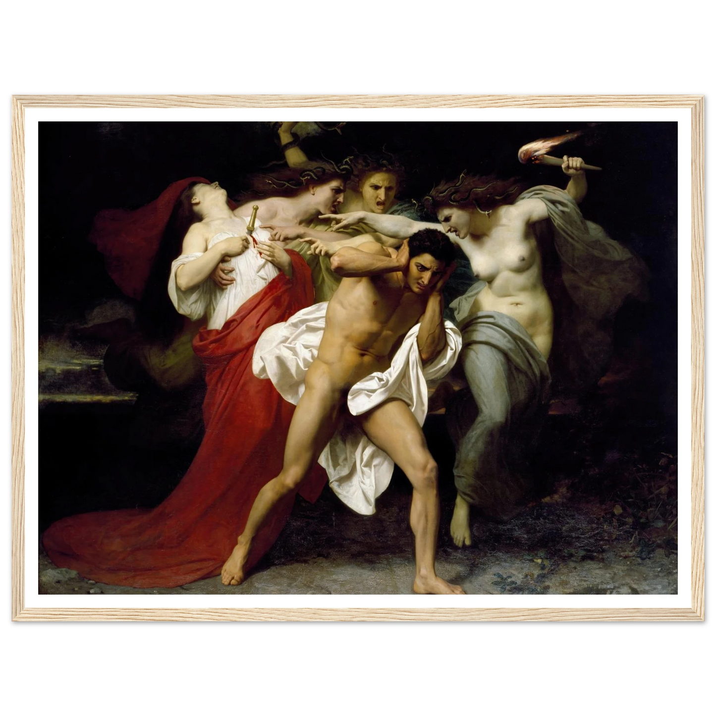 Orestes Pursued By The Furies (1862) Art Print | William Bouguereau - Framed Poster - 30x40 cm / 12x16″ - Black frame
