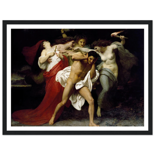 Orestes Pursued By The Furies (1862) Art Print | William Bouguereau - Framed Poster - 30x40 cm / 12x16″ - Black frame