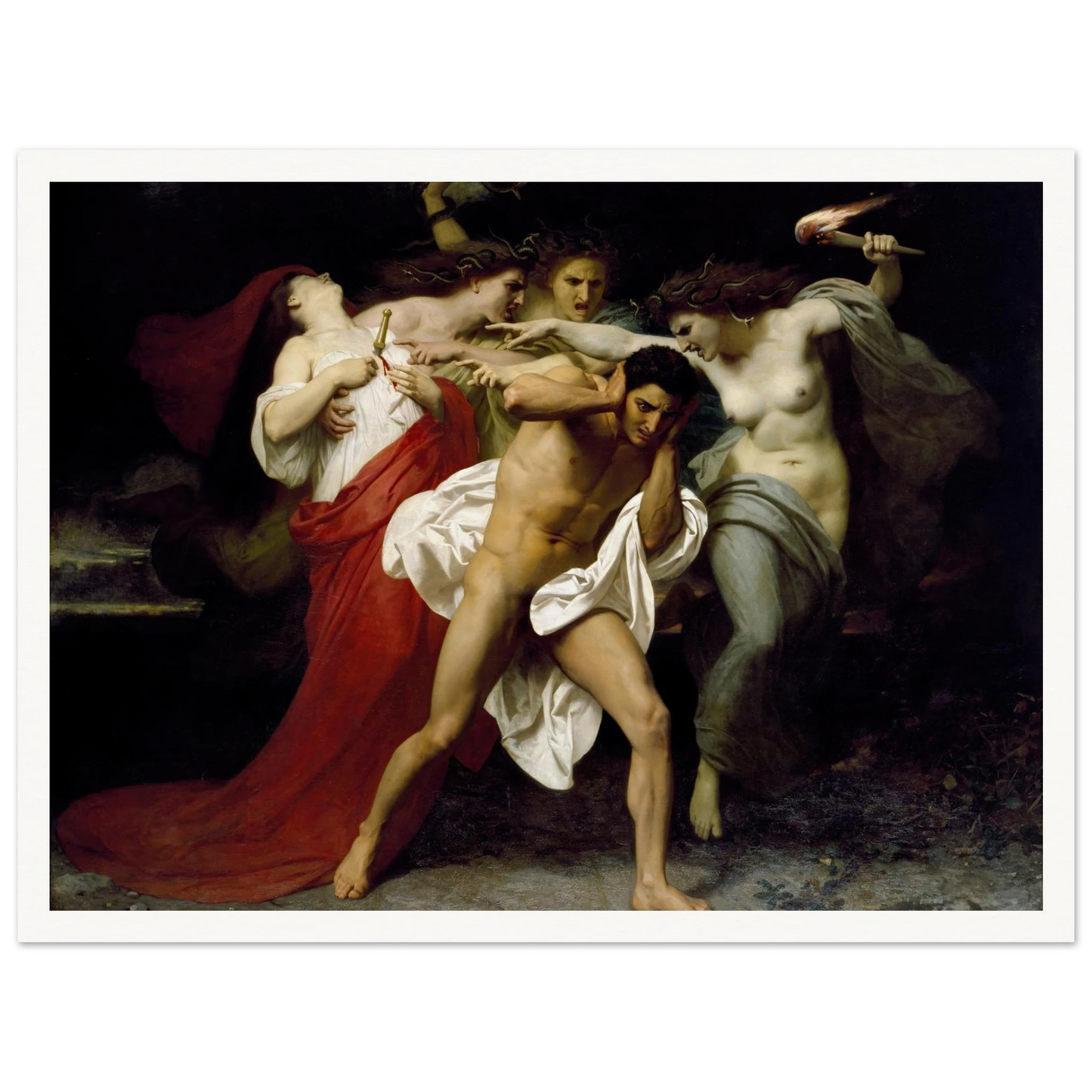 Orestes Pursued By The Furies (1862) Art Print | William Bouguereau - Framed Poster - 30x40 cm / 12x16″ - Black frame