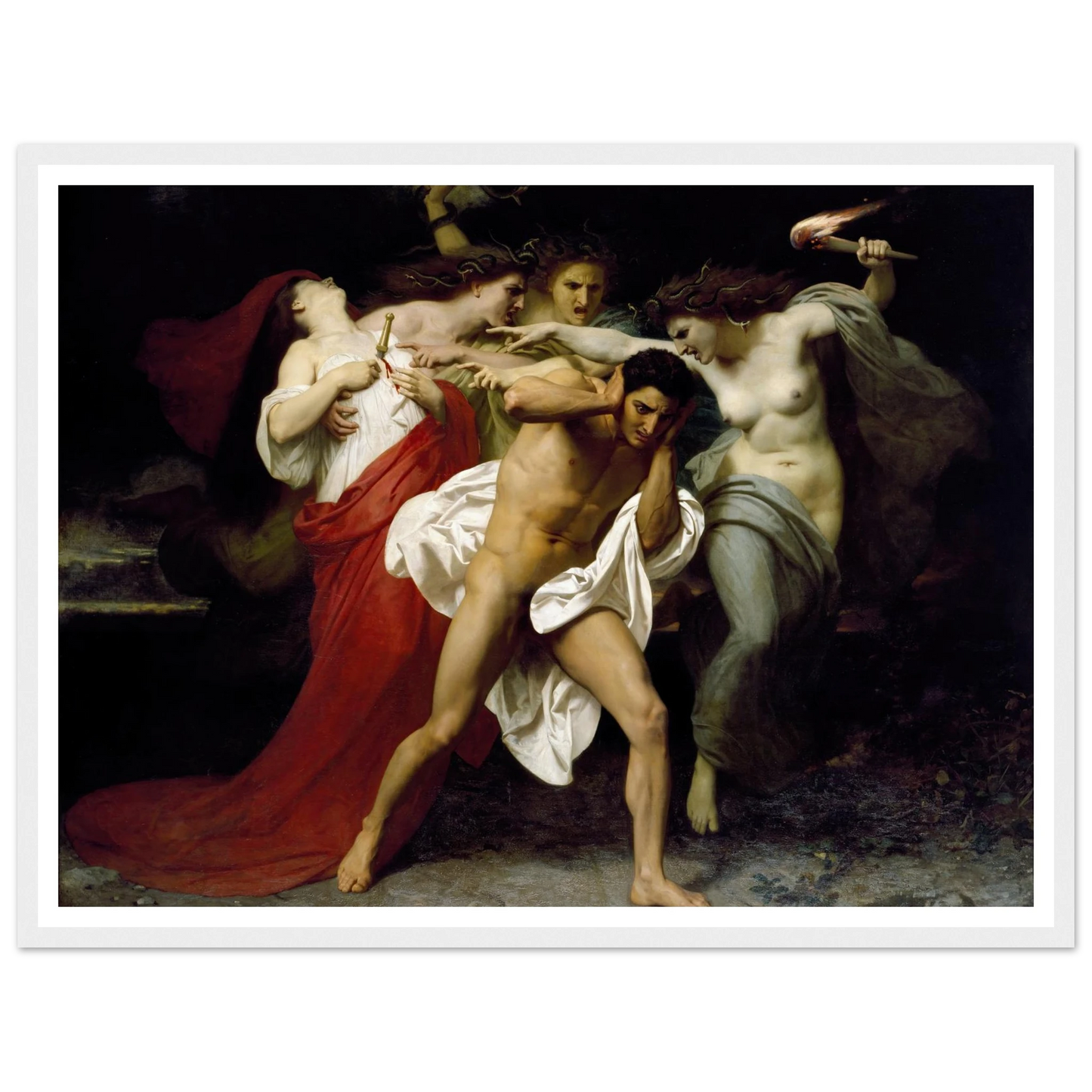 Orestes Pursued By The Furies (1862) Art Print | William Bouguereau - Framed Poster - 30x40 cm / 12x16″ - Black frame