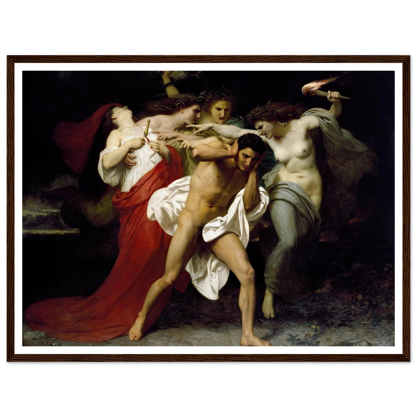 Orestes Pursued By The Furies (1862) Art Print | William Bouguereau - Framed Poster - 30x40 cm / 12x16″ - Black frame