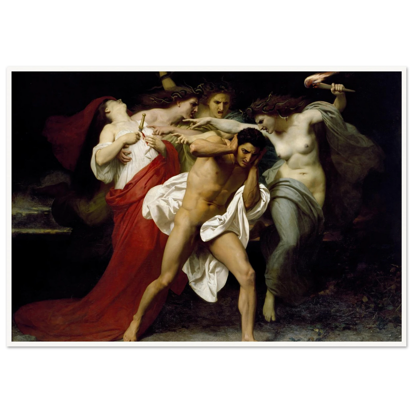 Orestes Pursued By The Furies (1862) Art Print | William Bouguereau - Framed Poster - 30x40 cm / 12x16″ - Black frame