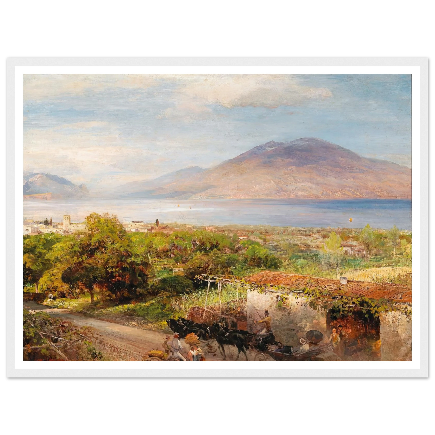 Osteria near Naples Art Print | Oswald Achenbach - Framed Poster - 30x40 cm / 12x16″ - Black frame