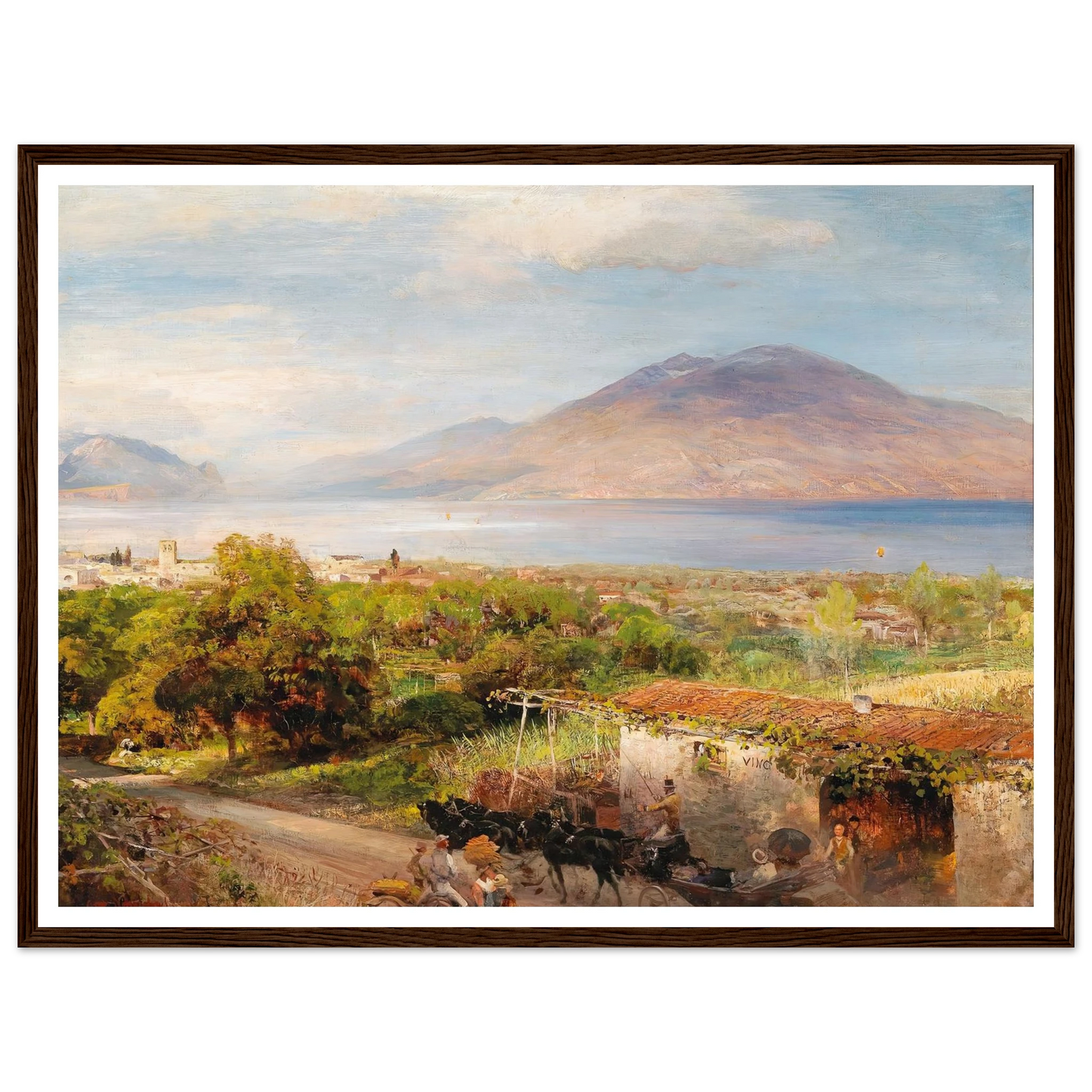 Osteria near Naples Art Print | Oswald Achenbach - Framed Poster - 30x40 cm / 12x16″ - Black frame