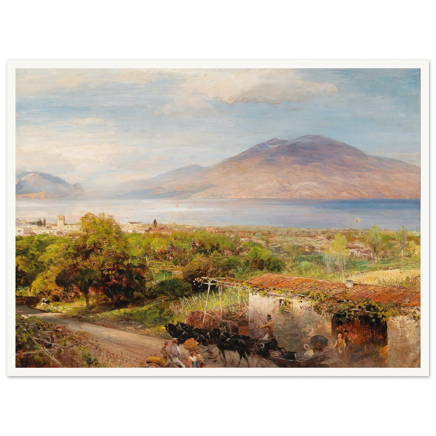 Osteria near Naples Art Print | Oswald Achenbach - Framed Poster - 30x40 cm / 12x16″ - Black frame