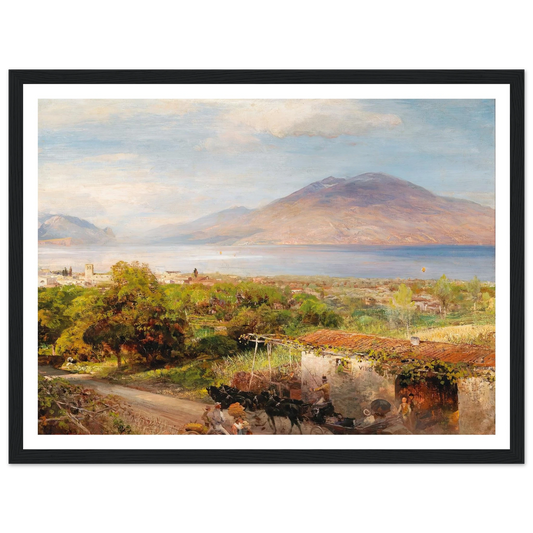 Osteria near Naples Art Print | Oswald Achenbach - Framed Poster - 30x40 cm / 12x16″ - Black frame