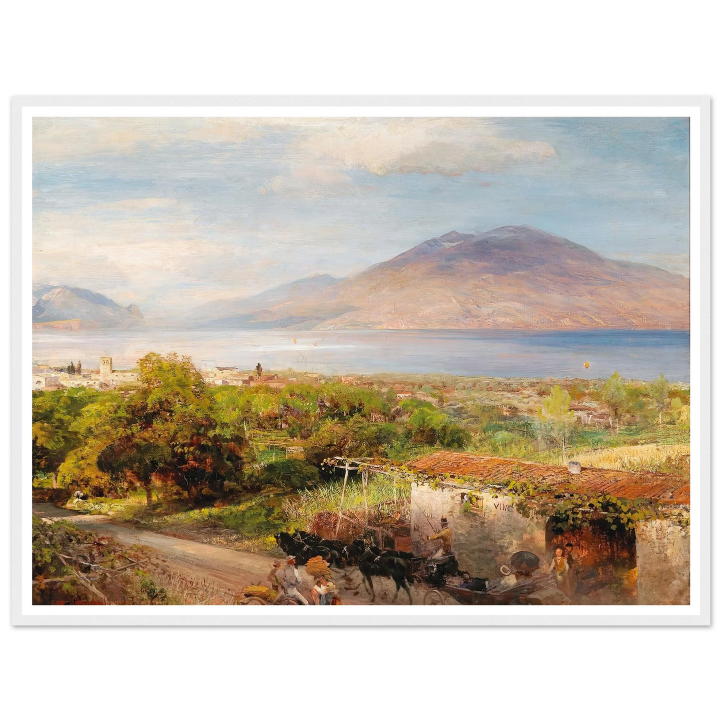 Osteria near Naples Art Print | Oswald Achenbach - Framed Poster - 30x40 cm / 12x16″ - Black frame