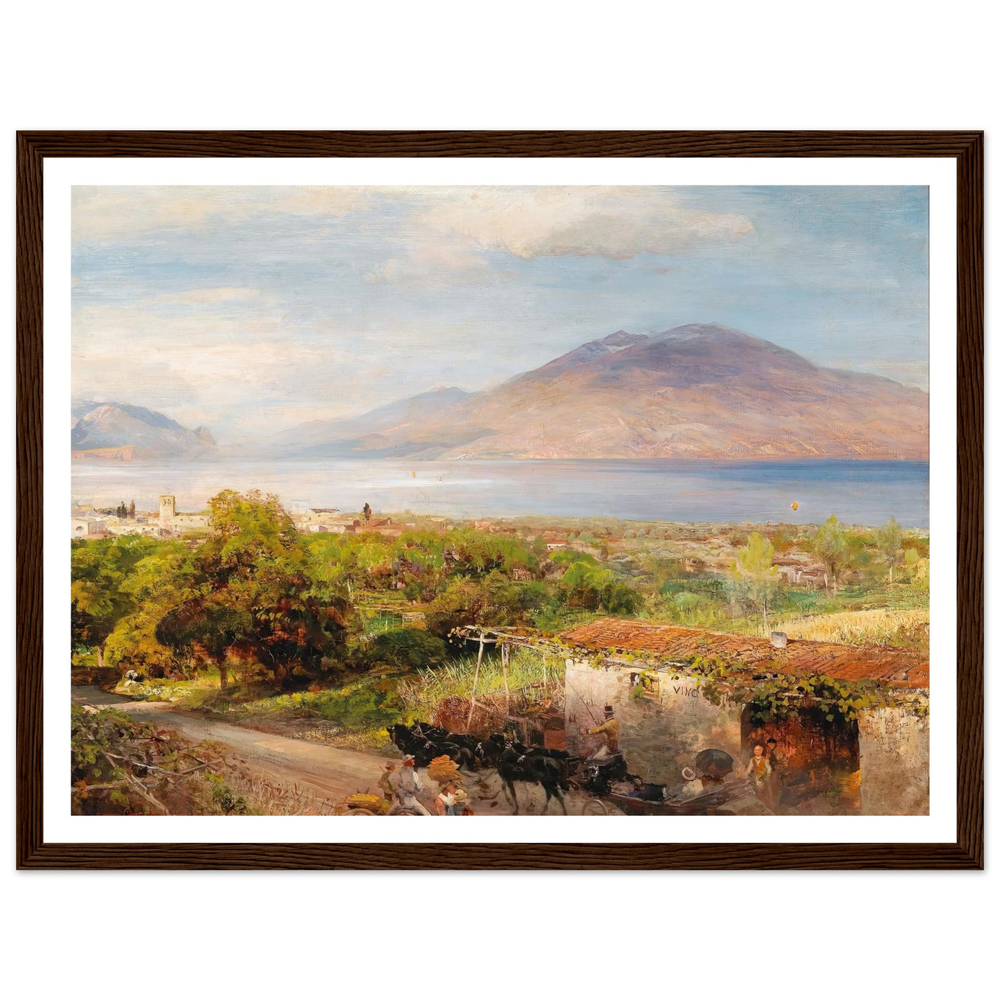 Osteria near Naples Art Print | Oswald Achenbach - Framed Poster - 30x40 cm / 12x16″ - Black frame