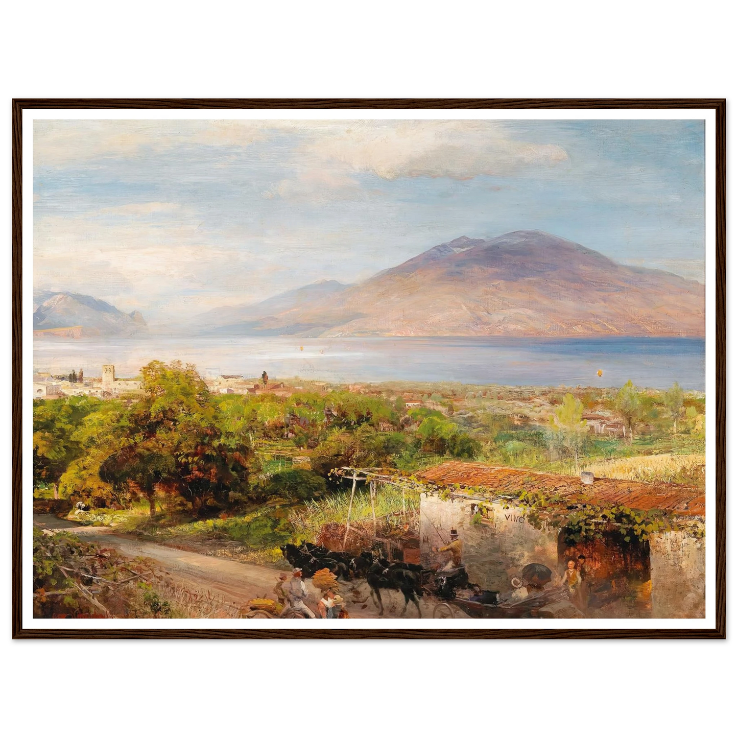 Osteria near Naples Art Print | Oswald Achenbach - Framed Poster - 30x40 cm / 12x16″ - Black frame