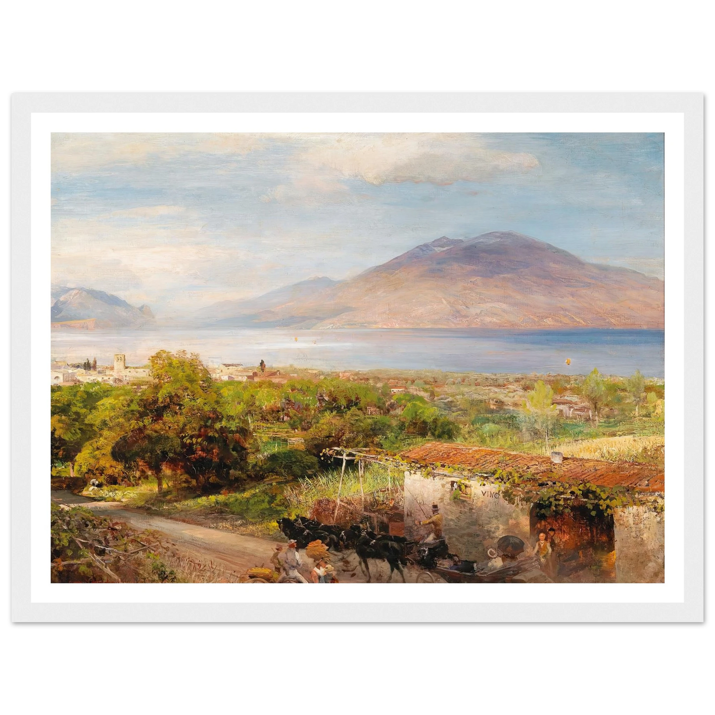 Osteria near Naples Art Print | Oswald Achenbach - Framed Poster - 30x40 cm / 12x16″ - Black frame