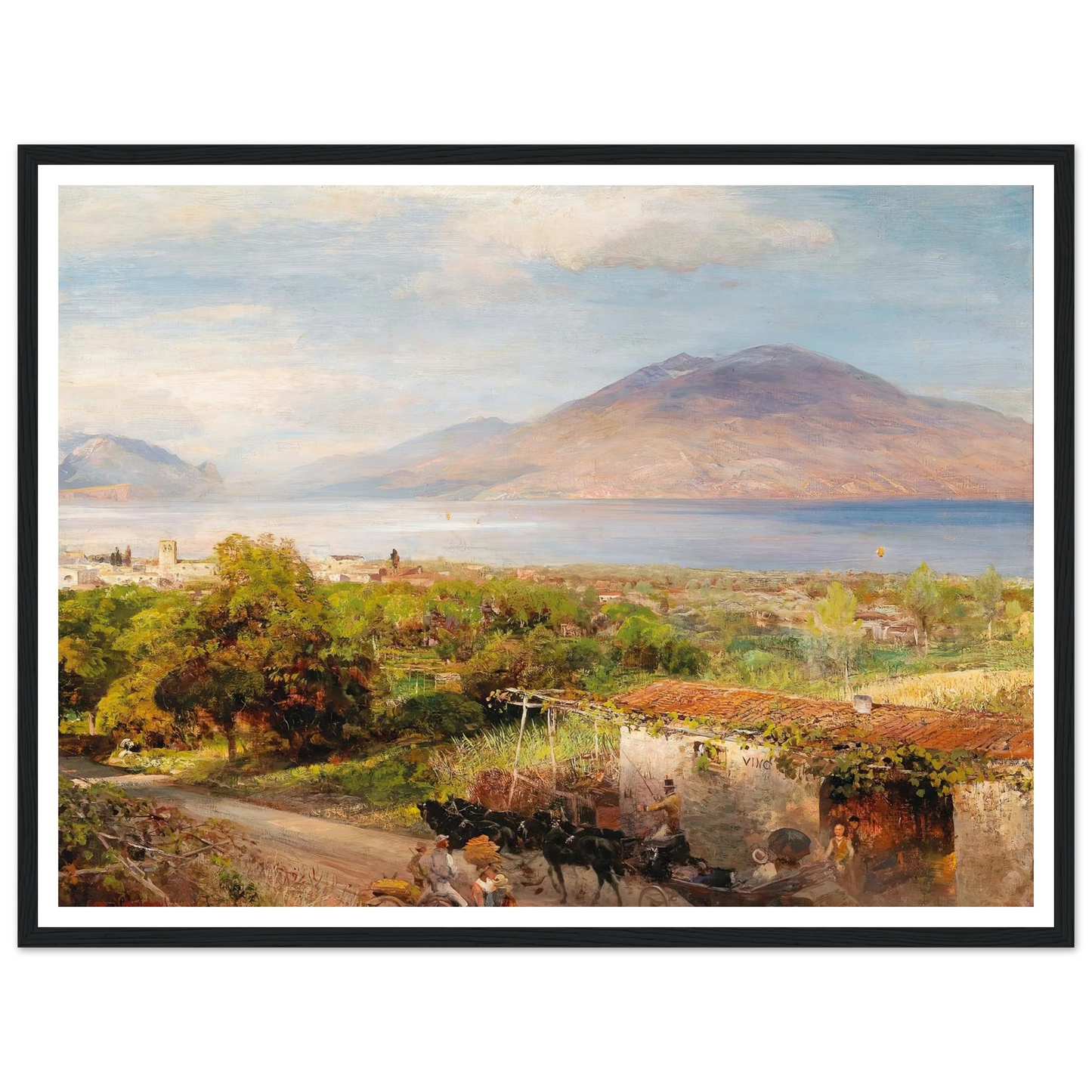 Osteria near Naples Art Print | Oswald Achenbach - Framed Poster - 30x40 cm / 12x16″ - Black frame