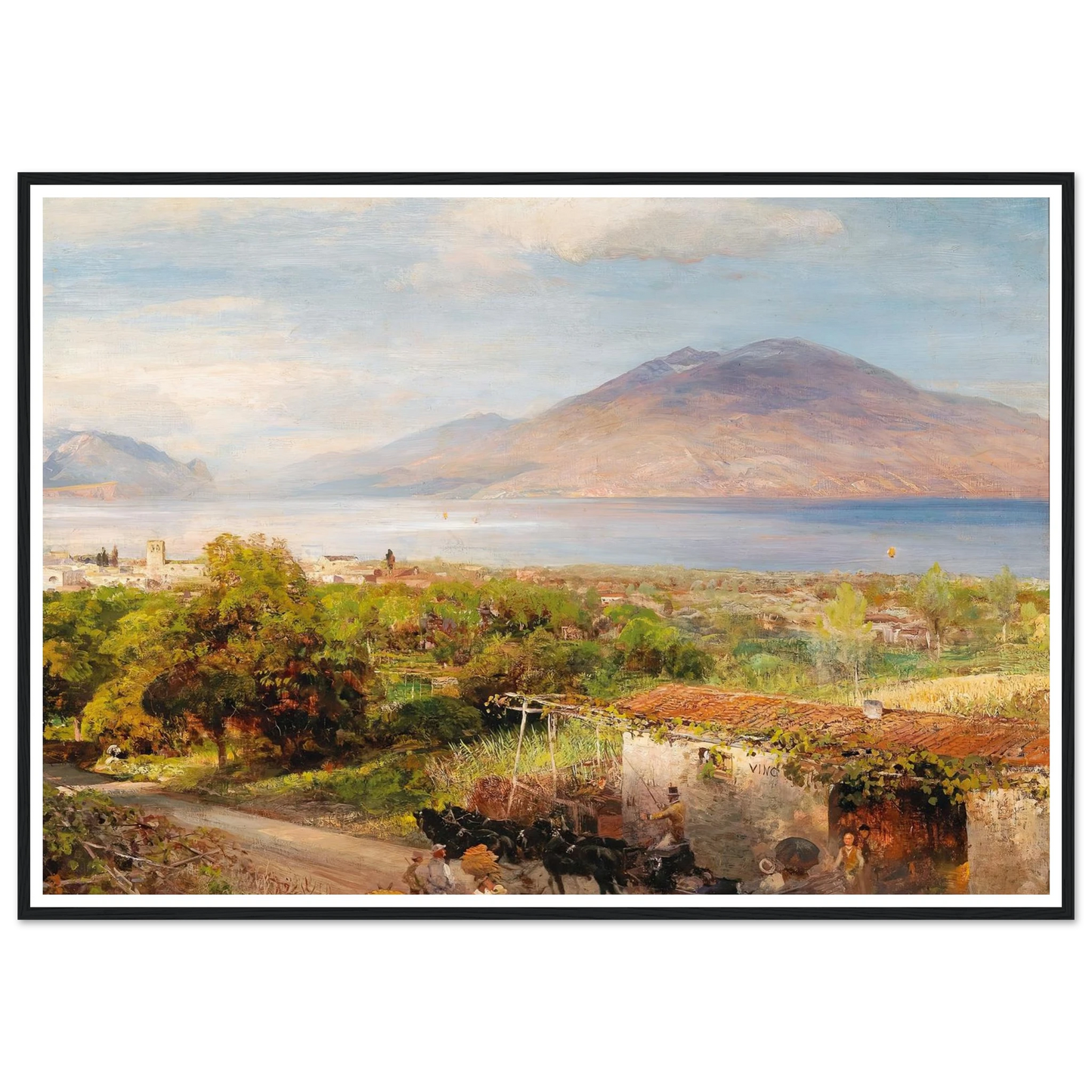 Osteria near Naples Art Print | Oswald Achenbach - Framed Poster - 30x40 cm / 12x16″ - Black frame