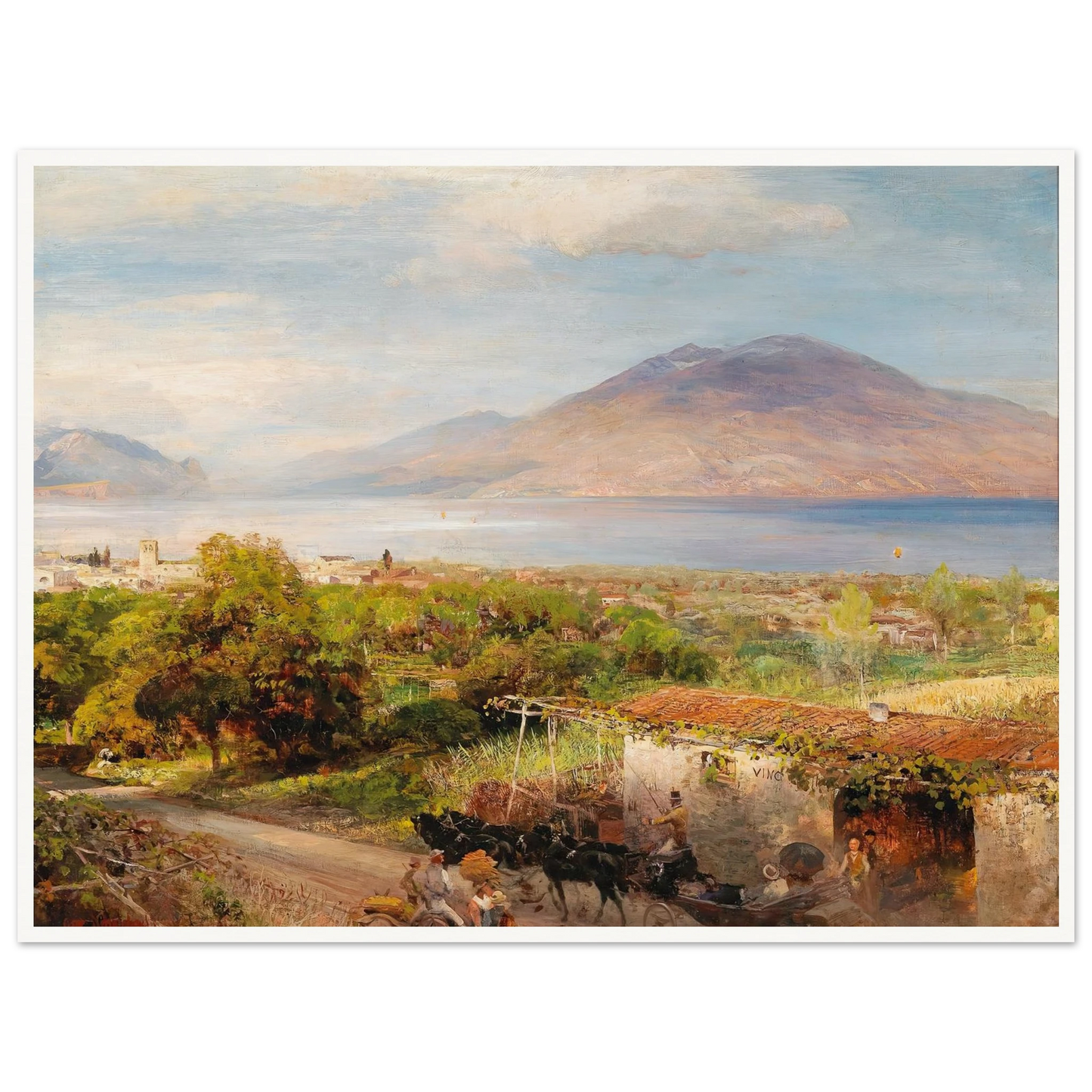 Osteria near Naples Art Print | Oswald Achenbach - Framed Poster - 30x40 cm / 12x16″ - Black frame
