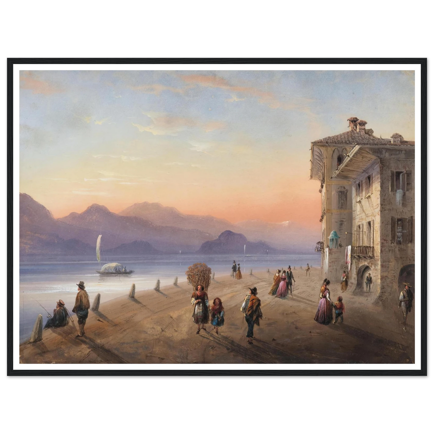 Palazzo Borromeo, Isola Bella on Lake Maggiore (1849) Art Print | Carlo Bossoli - Framed Poster - 30x40 cm / 12x16″ - Black frame