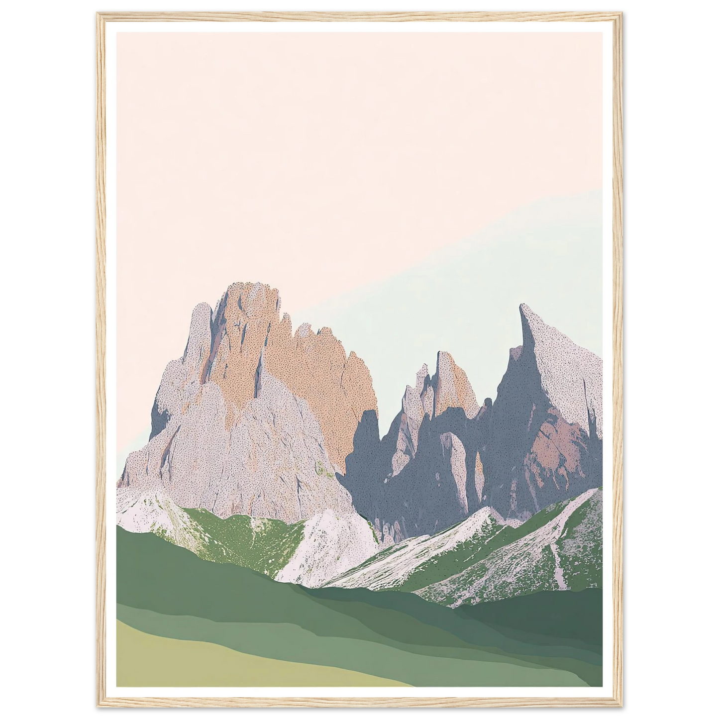 Pale Peaks of The Dolomites - Framed Poster - 30x40 cm / 12x16″ - Black frame
