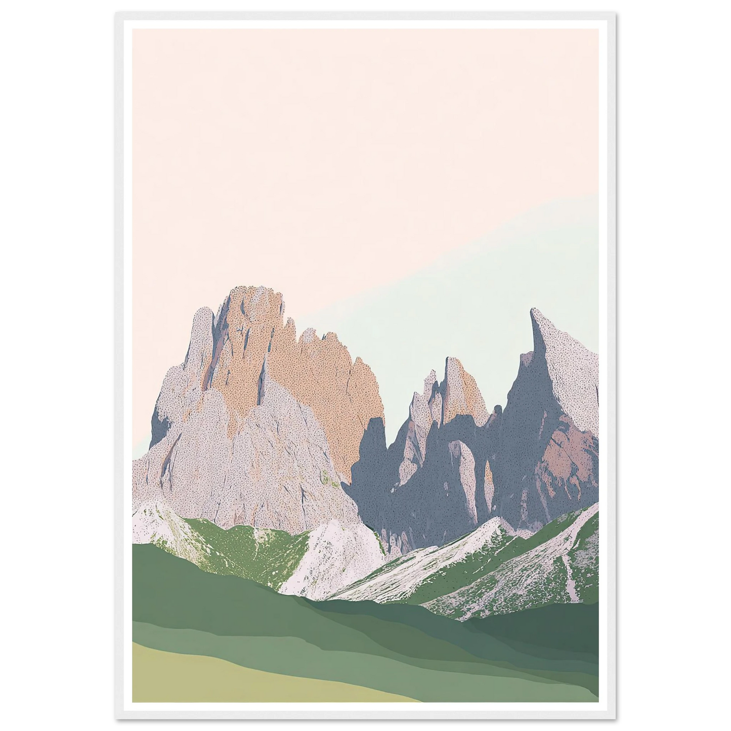 Pale Peaks of The Dolomites - Framed Poster - 30x40 cm / 12x16″ - Black frame