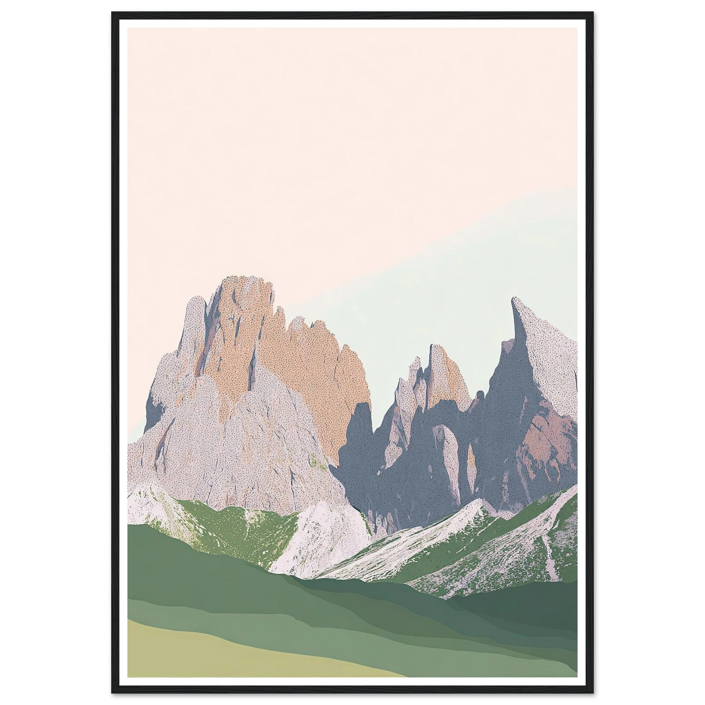 Pale Peaks of The Dolomites - Framed Poster - 30x40 cm / 12x16″ - Black frame