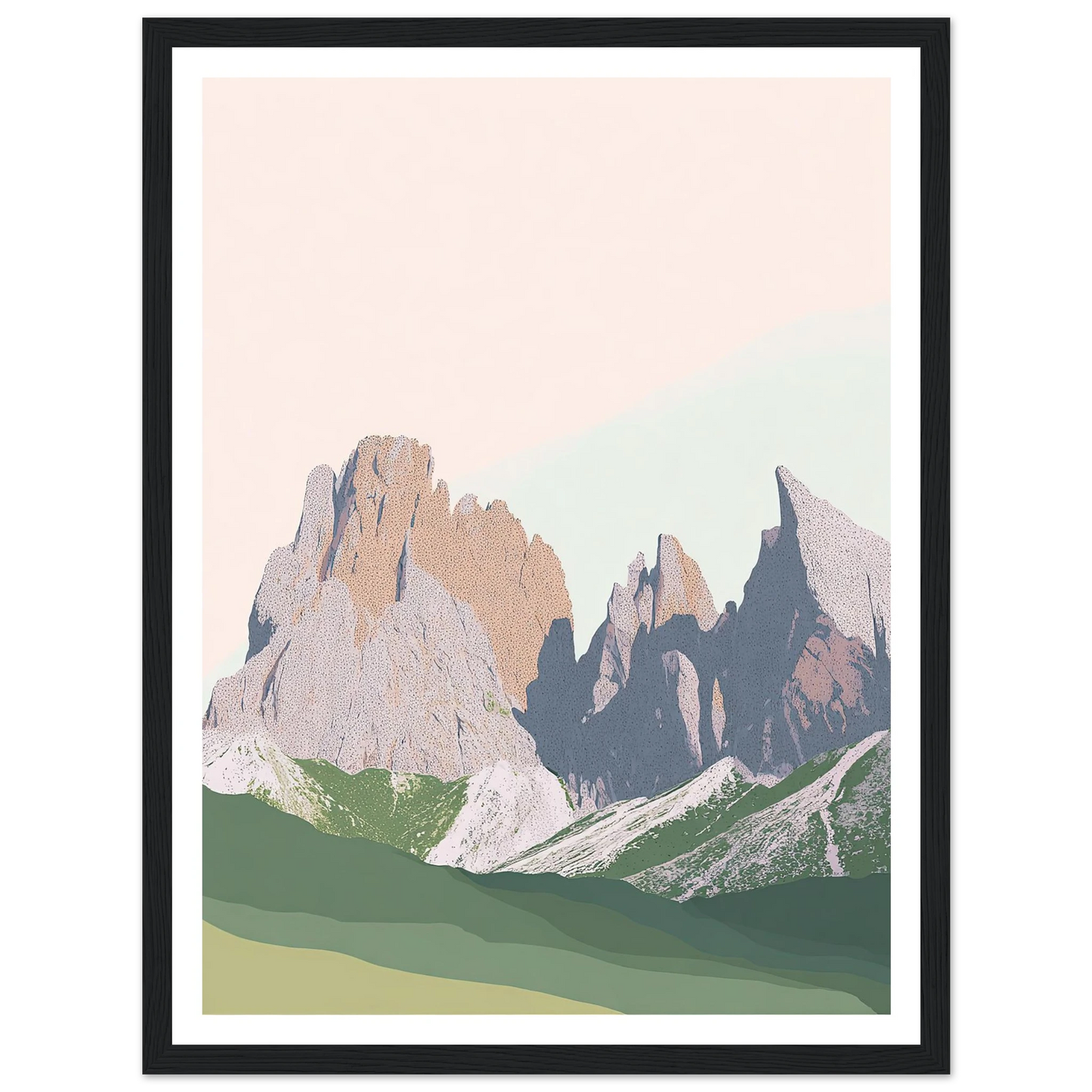Pale Peaks of The Dolomites - Framed Poster - 30x40 cm / 12x16″ - Black frame