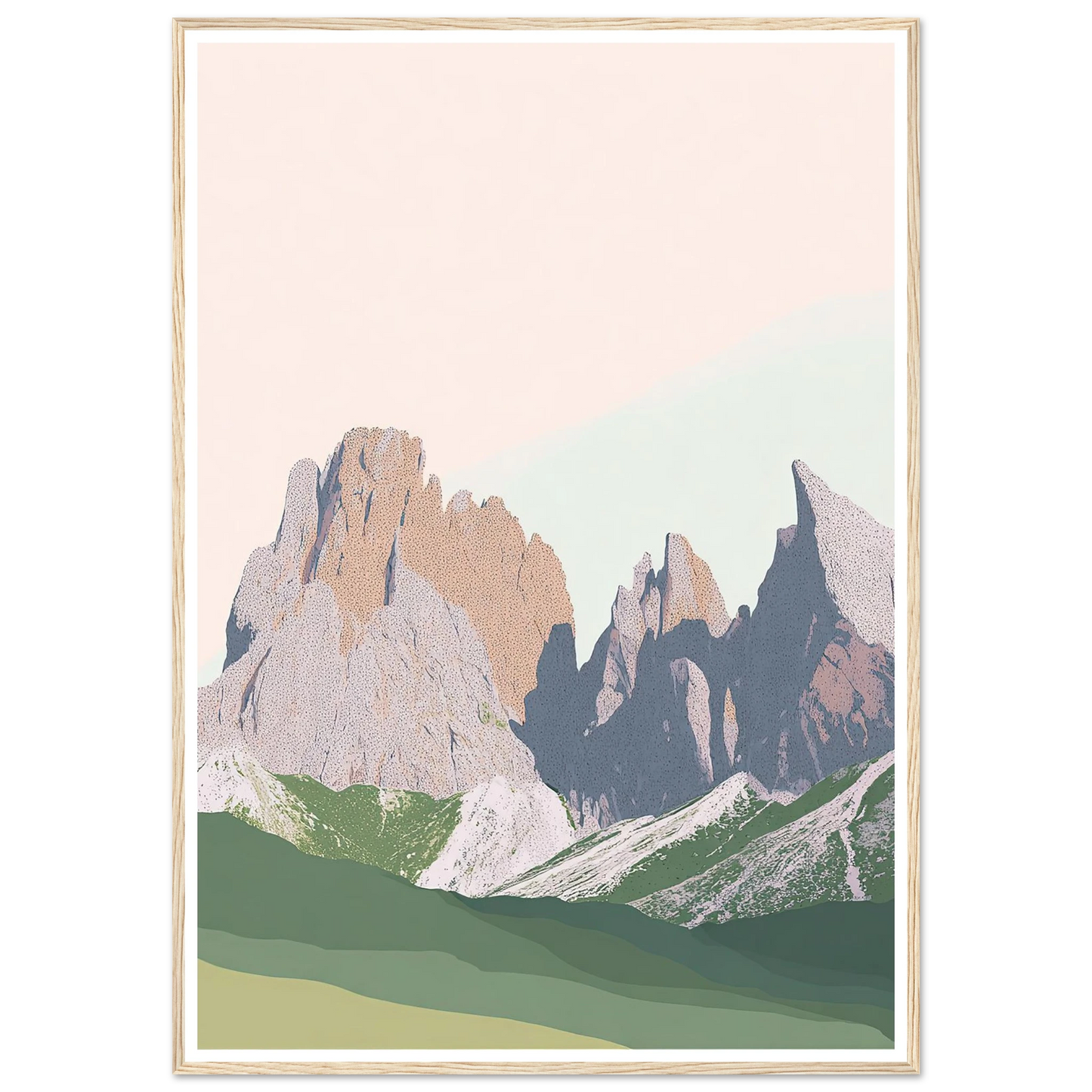 Pale Peaks of The Dolomites - Framed Poster - 30x40 cm / 12x16″ - Black frame