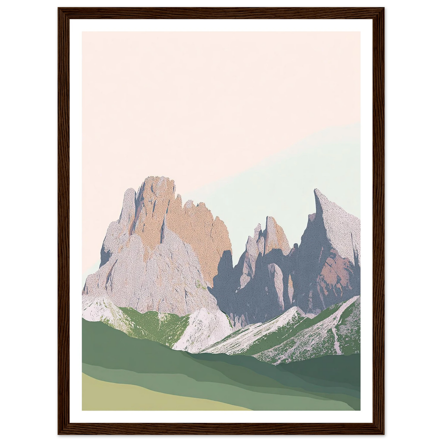 Pale Peaks of The Dolomites - Framed Poster - 30x40 cm / 12x16″ - Black frame