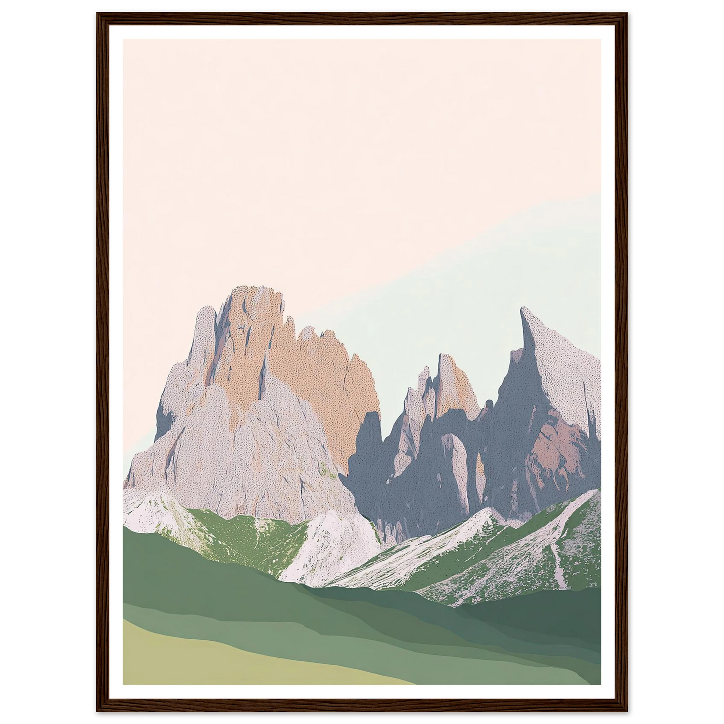 Pale Peaks of The Dolomites - Framed Poster - 30x40 cm / 12x16″ - Black frame