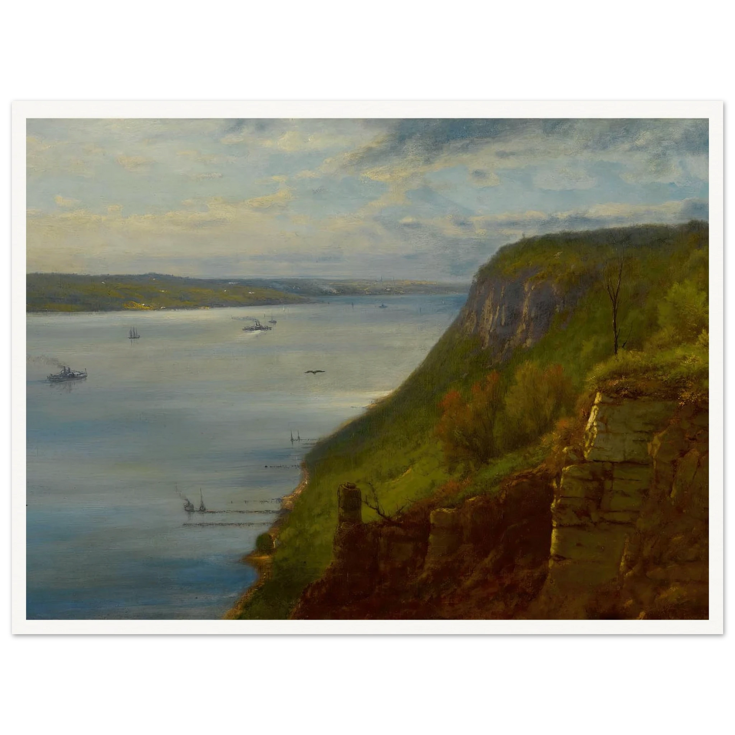 Palisades on the Hudson (1866) Art Print | George Inness - Framed Poster - 30x40 cm / 12x16″ - Black frame
