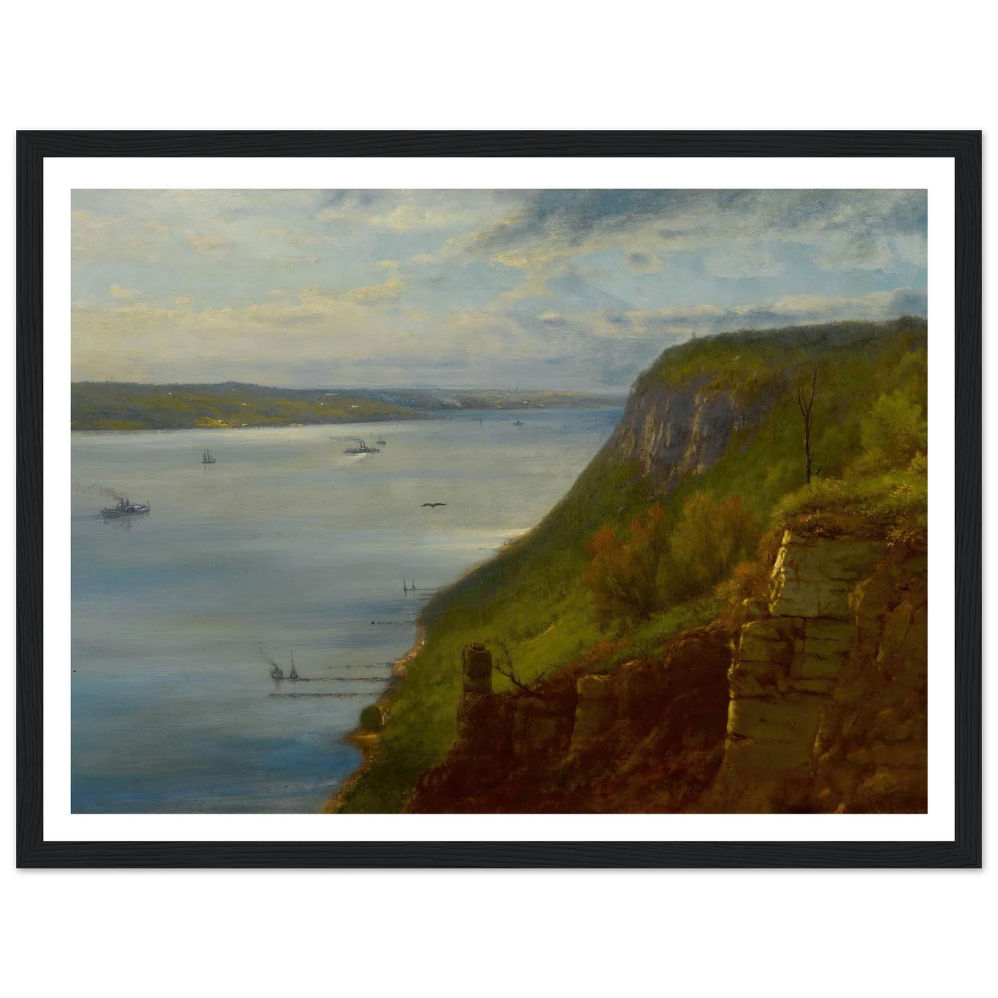 Palisades on the Hudson (1866) Art Print | George Inness - Framed Poster - 30x40 cm / 12x16″ - Black frame